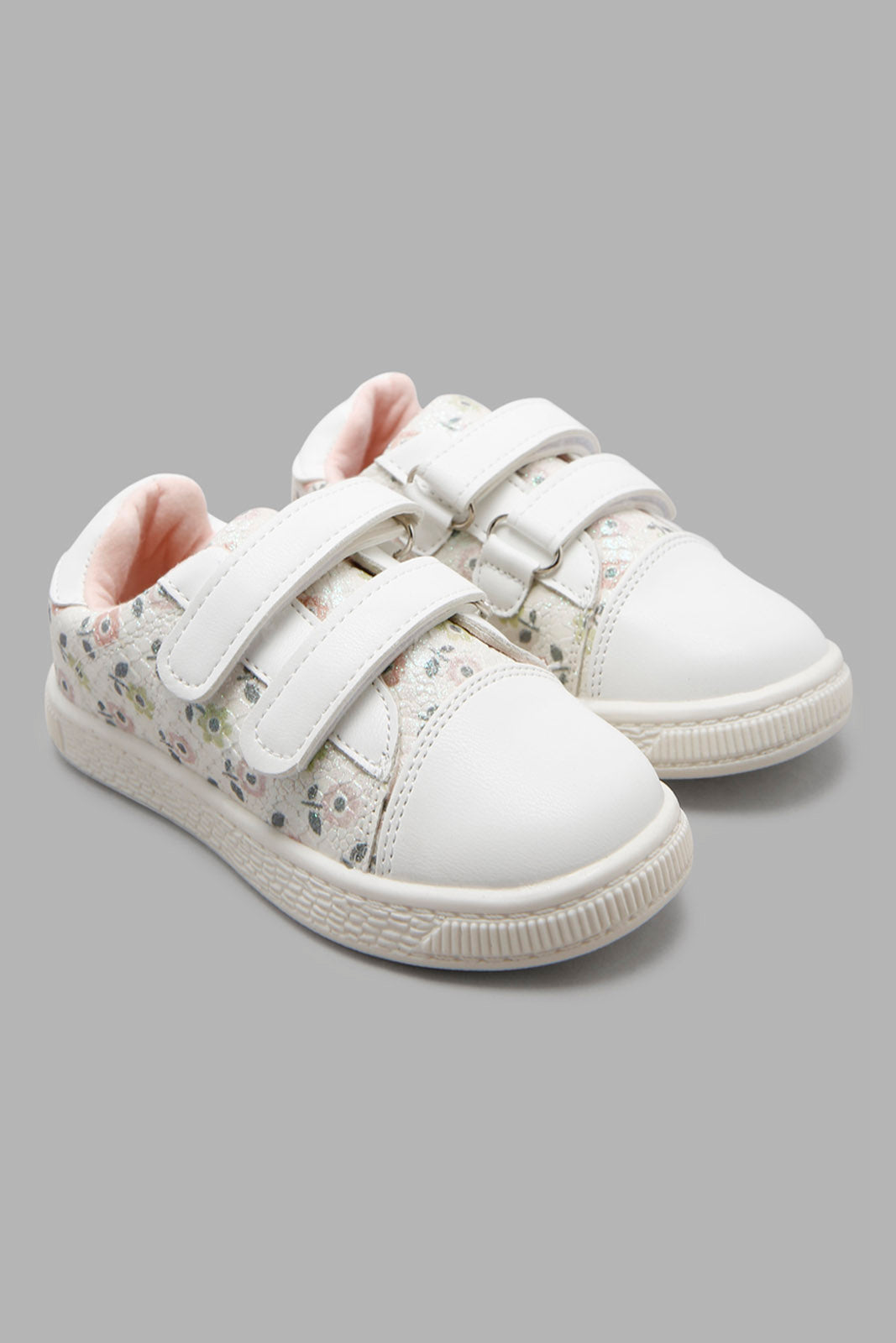 Redtag-White-Foral-Print-Sneaker-Category:Shoes,-Colour:White,-Deals:New-In,-Filter:Girls-Footwear-(1-to-3-Yrs),-ING-Shoes,-New-In-ING-FOO,-Non-Sale,-Section:Girls-(0-to-14Yrs),-W22A-Infant-Girls-1 to 3 Years