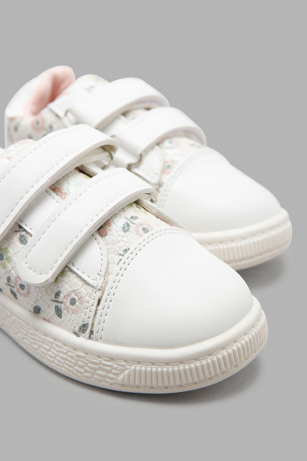 Redtag-White-Foral-Print-Sneaker-Category:Shoes,-Colour:White,-Deals:New-In,-Filter:Girls-Footwear-(1-to-3-Yrs),-ING-Shoes,-New-In-ING-FOO,-Non-Sale,-Section:Girls-(0-to-14Yrs),-W22A-Infant-Girls-1 to 3 Years