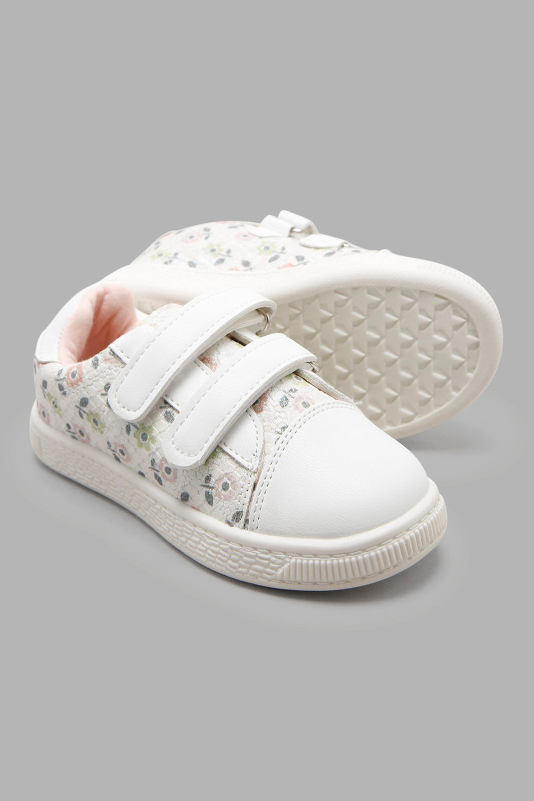 Redtag-White-Foral-Print-Sneaker-Category:Shoes,-Colour:White,-Deals:New-In,-Filter:Girls-Footwear-(1-to-3-Yrs),-ING-Shoes,-New-In-ING-FOO,-Non-Sale,-Section:Girls-(0-to-14Yrs),-W22A-Infant-Girls-1 to 3 Years