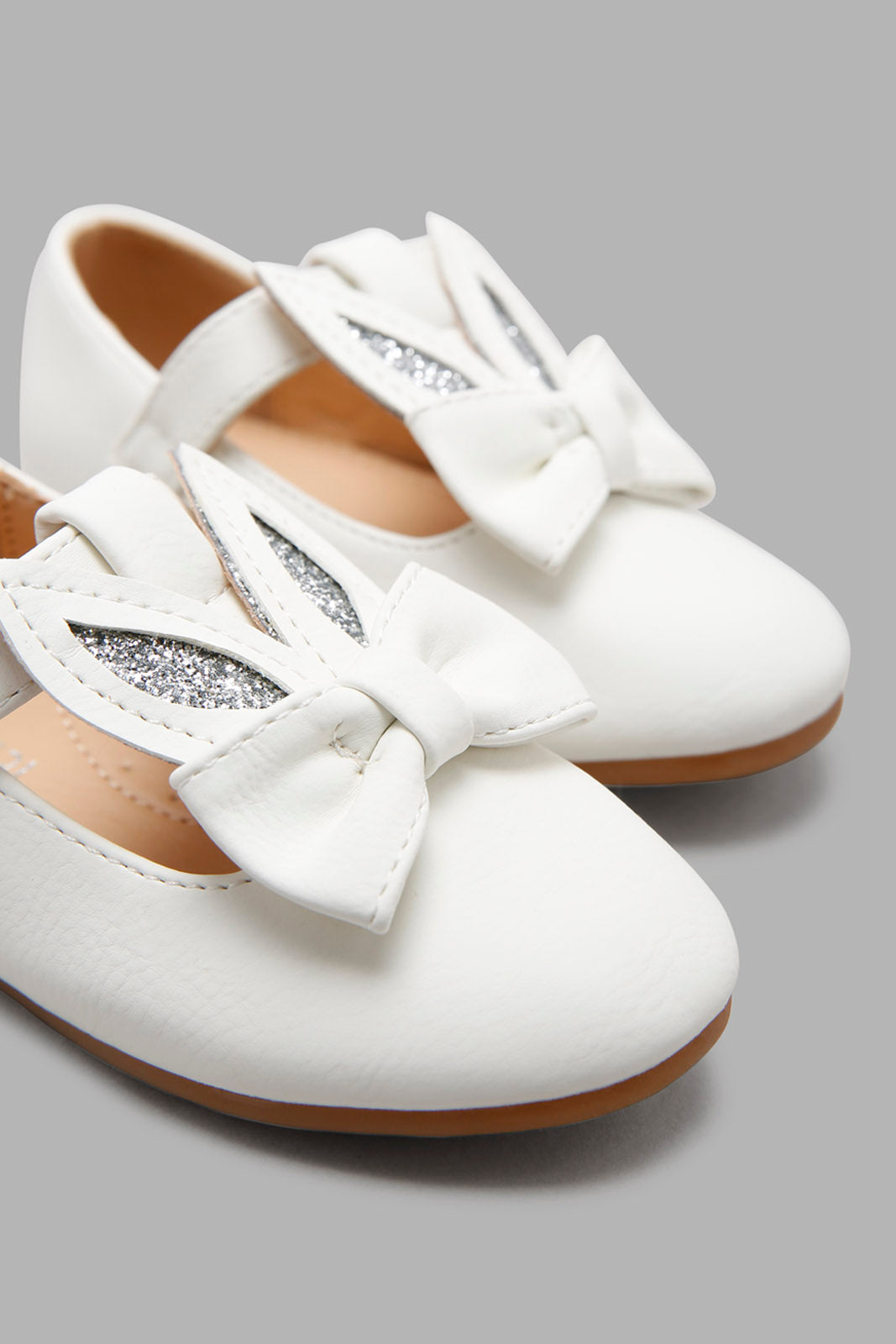 Redtag-White-Bow-Ballerina-Category:Shoes,-Colour:White,-Deals:New-In,-Filter:Girls-Footwear-(1-to-3-Yrs),-ING-Shoes,-New-In-ING-FOO,-Non-Sale,-Section:Girls-(0-to-14Yrs),-W22A-Infant-Girls-1 to 3 Years