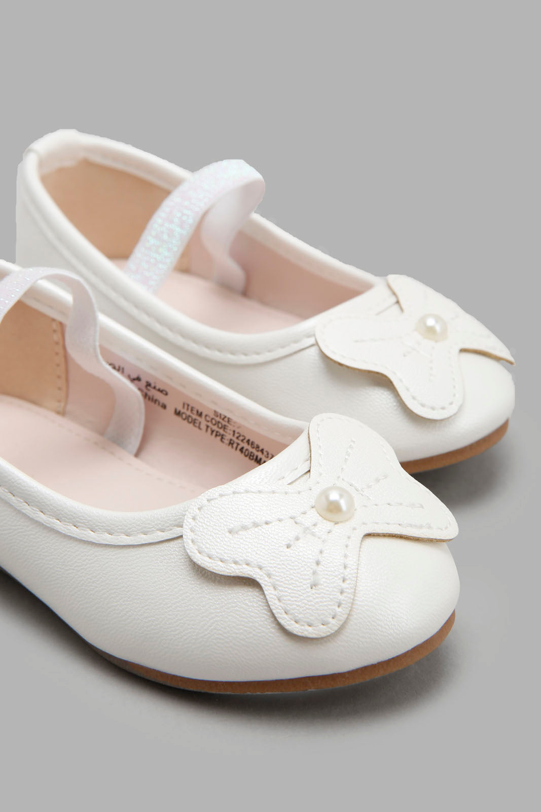 Redtag-White-Butterfly-Trim-Ballerina-Category:Shoes,-Colour:White,-Deals:New-In,-Filter:Girls-Footwear-(1-to-3-Yrs),-ING-Shoes,-New-In-ING-FOO,-Non-Sale,-Section:Girls-(0-to-14Yrs),-W22A-Infant-Girls-1 to 3 Years
