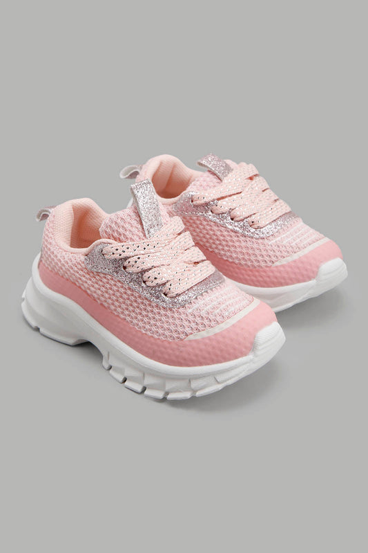 Redtag-Pink-Lace-Up-Trainer-Category:Shoes,-Colour:Pink,-Deals:New-In,-Filter:Girls-Footwear-(1-to-3-Yrs),-ING-Shoes,-New-In-ING-FOO,-Non-Sale,-Section:Girls-(0-to-14Yrs),-W22A-Infant-Girls-1 to 3 Years
