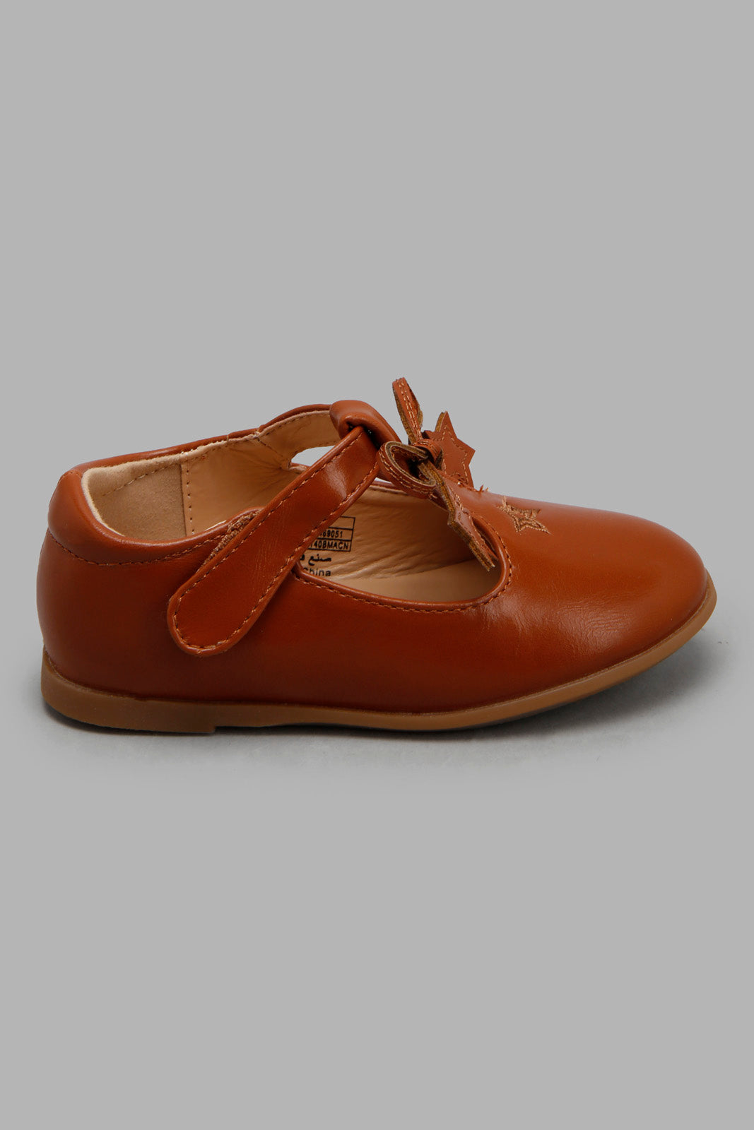 Redtag-Brown-Star-Trim-Ballerina-Category:Shoes,-Colour:Brown,-Deals:New-In,-Filter:Girls-Footwear-(1-to-3-Yrs),-ING-Shoes,-New-In-ING-FOO,-Non-Sale,-Section:Girls-(0-to-14Yrs),-W22A-Infant-Girls-1 to 3 Years