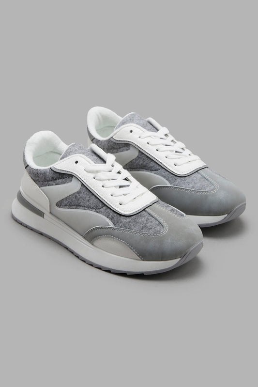 Redtag-Grey-Felt-Lace-Up-Sneaker-Category:Trainers,-Colour:Grey,-Deals:New-In,-Filter:Women's-Footwear,-New-In-Women-FOO,-Non-Sale,-Section:Women,-W22A,-Women-Trainers-Women's-