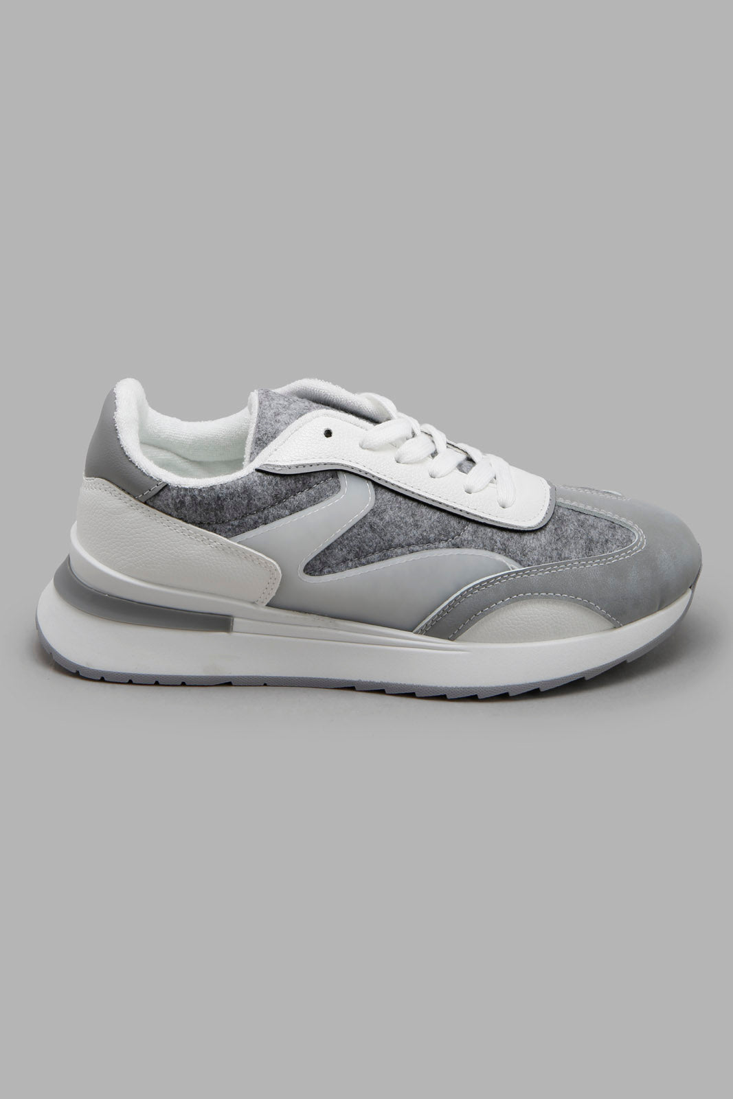 Redtag-Grey-Felt-Lace-Up-Sneaker-Category:Trainers,-Colour:Grey,-Deals:New-In,-Filter:Women's-Footwear,-New-In-Women-FOO,-Non-Sale,-Section:Women,-W22A,-Women-Trainers-Women's-