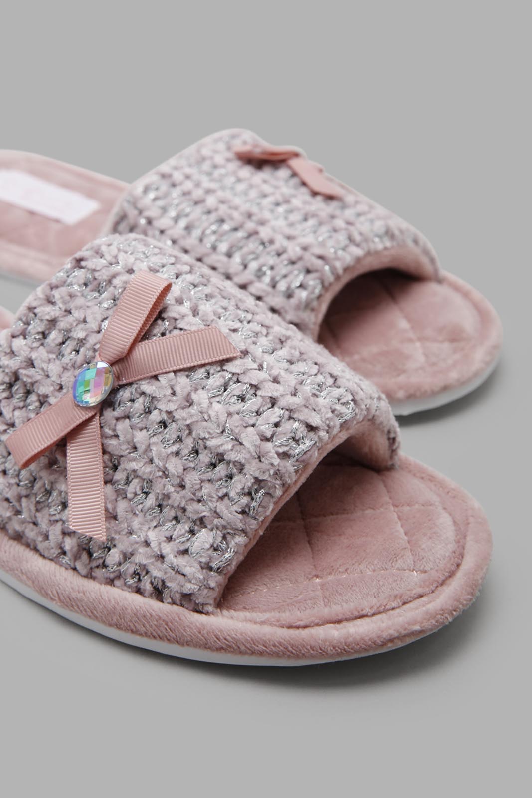 Redtag-Pink-Knit-Slipper-Category:Slippers,-Colour:Pink,-Deals:New-In,-Filter:Women's-Footwear,-New-In-Women-FOO,-Non-Sale,-Section:Women,-W22A,-Women-Slippers-Women's-
