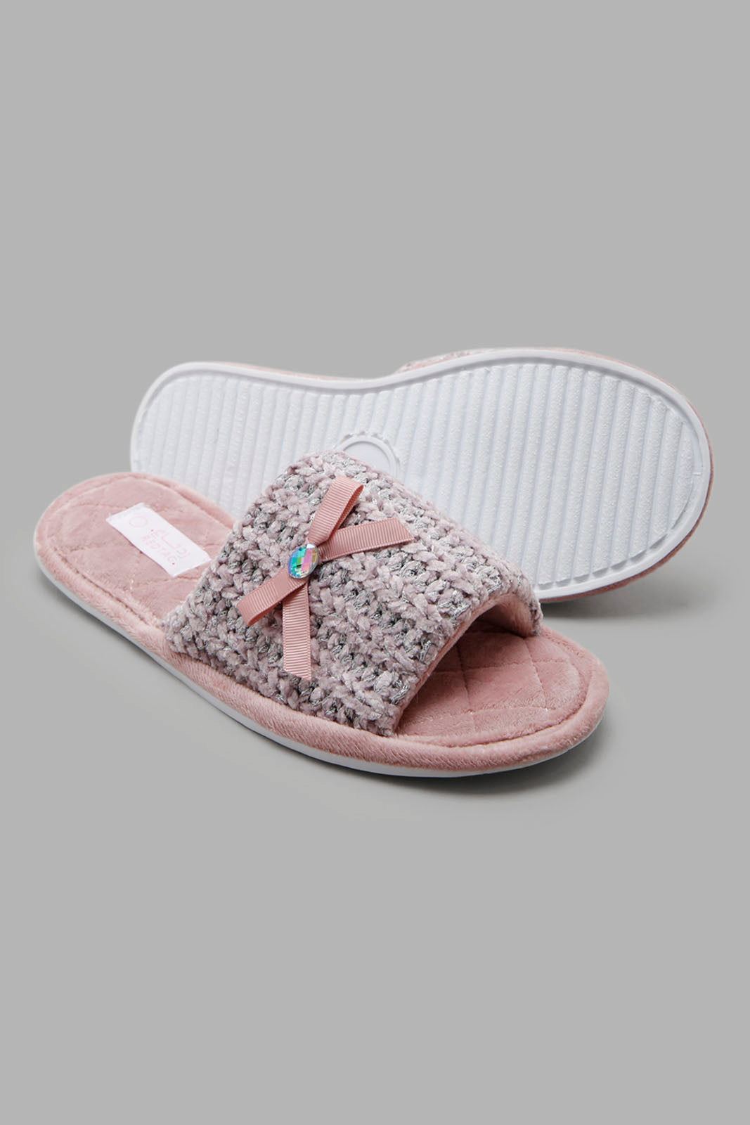 Redtag-Pink-Knit-Slipper-Category:Slippers,-Colour:Pink,-Deals:New-In,-Filter:Women's-Footwear,-New-In-Women-FOO,-Non-Sale,-Section:Women,-W22A,-Women-Slippers-Women's-