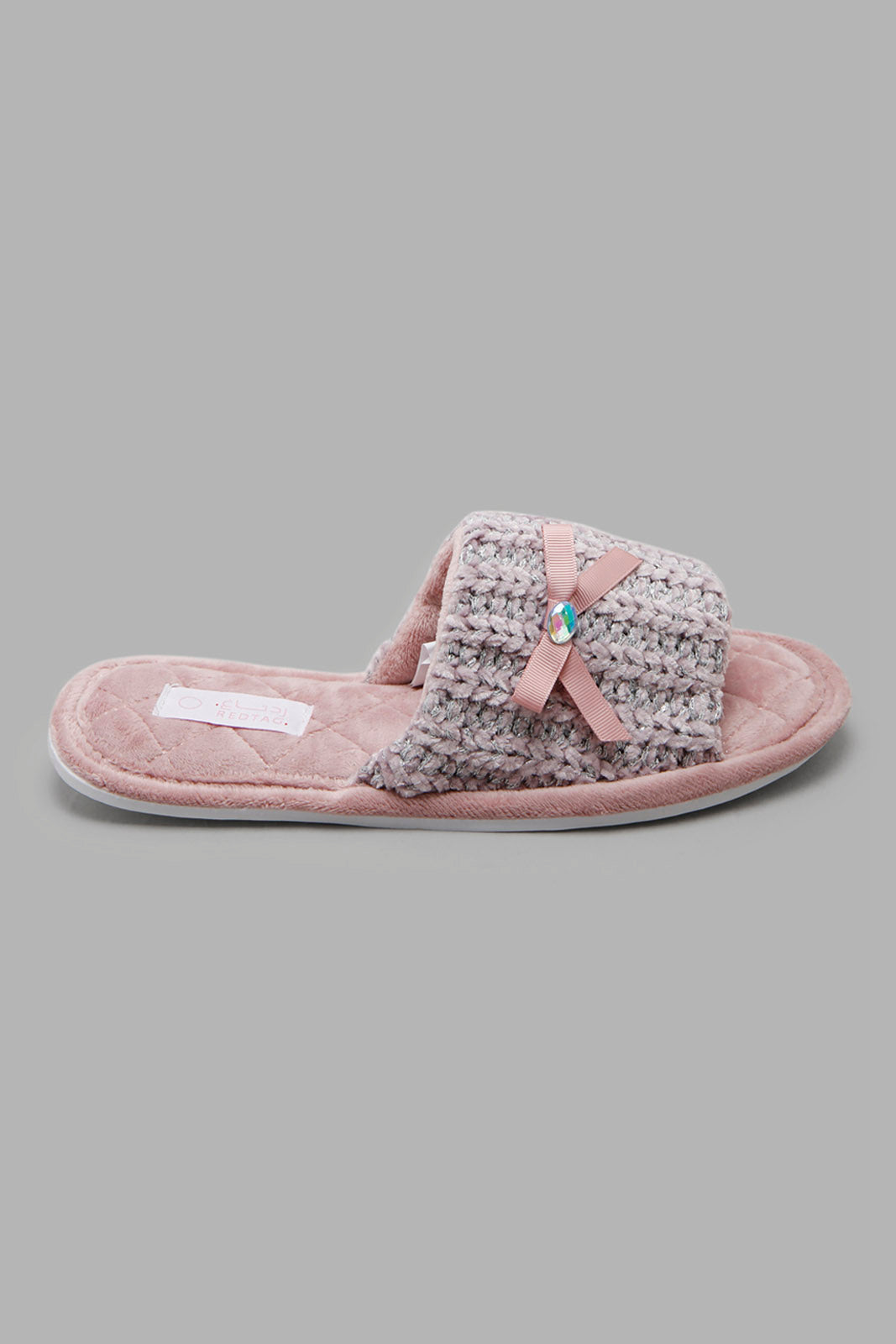 Redtag-Pink-Knit-Slipper-Category:Slippers,-Colour:Pink,-Deals:New-In,-Filter:Women's-Footwear,-New-In-Women-FOO,-Non-Sale,-Section:Women,-W22A,-Women-Slippers-Women's-