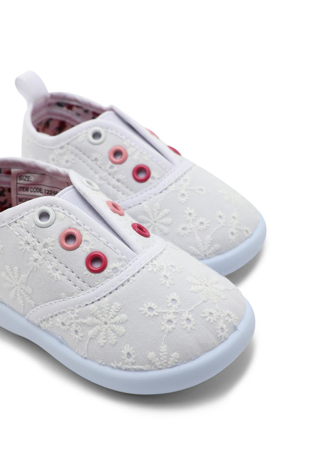 Redtag-White-Embroidered-Pump-Category:Trainers,-Colour:White,-Deals:New-In,-Dept:Girls,-Filter:Girls-Footwear-(1-to-3-Yrs),-ING-Trainers,-New-In-ING-FOO,-Non-Sale,-Section:Girls-(0-to-14Yrs),-W22B-Infant-Girls-1 to 3 Years
