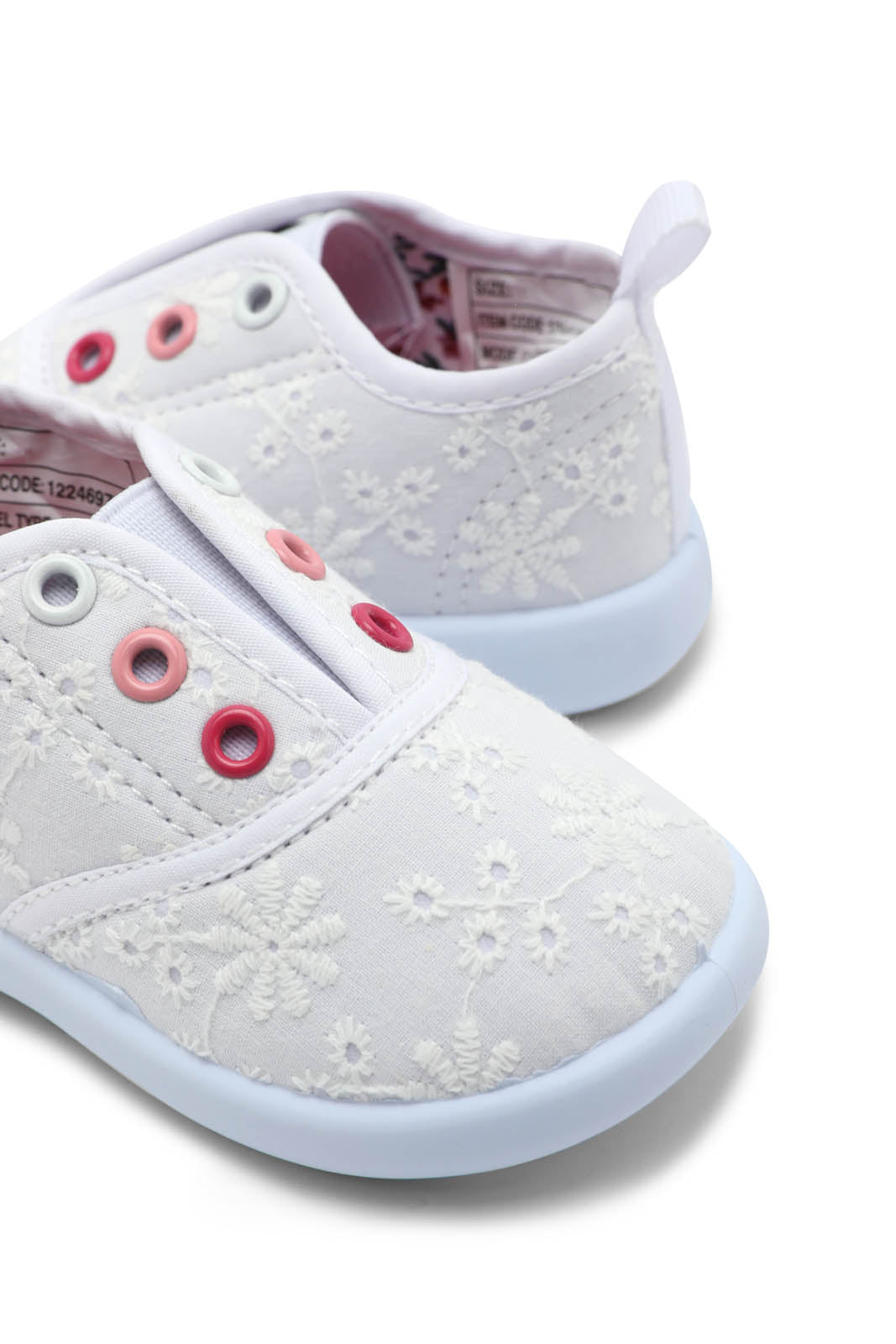 Redtag-White-Embroidered-Pump-Category:Trainers,-Colour:White,-Deals:New-In,-Dept:Girls,-Filter:Girls-Footwear-(1-to-3-Yrs),-ING-Trainers,-New-In-ING-FOO,-Non-Sale,-Section:Girls-(0-to-14Yrs),-W22B-Infant-Girls-1 to 3 Years