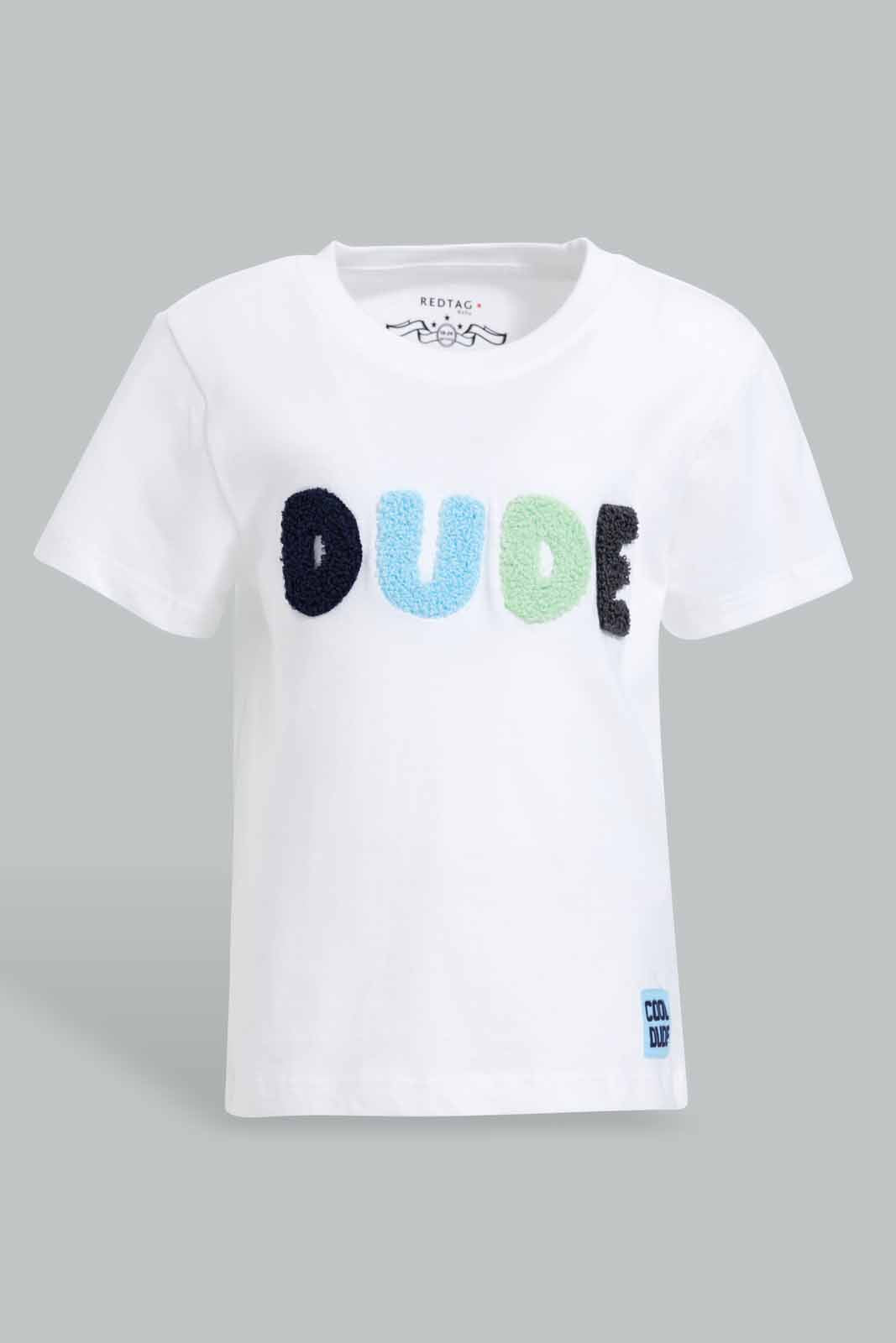 Redtag-White-Splash-Boucle-Short-Slv-T-Shirt-Category:T-Shirts,-Colour:White,-Deals:New-In,-Filter:Infant-Boys-(3-to-24-Mths),-INB-T-Shirts,-New-In-INB-APL,-Non-Sale,-Section:Boys-(0-to-14Yrs),-W22O-Infant-Boys-