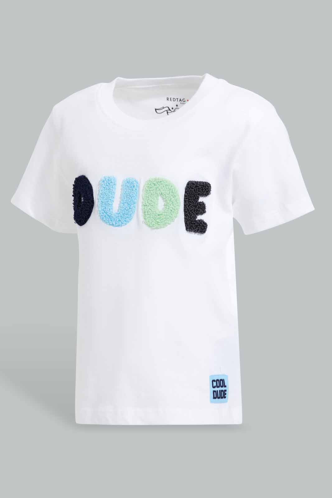Redtag-White-Splash-Boucle-Short-Slv-T-Shirt-Category:T-Shirts,-Colour:White,-Deals:New-In,-Filter:Infant-Boys-(3-to-24-Mths),-INB-T-Shirts,-New-In-INB-APL,-Non-Sale,-Section:Boys-(0-to-14Yrs),-W22O-Infant-Boys-
