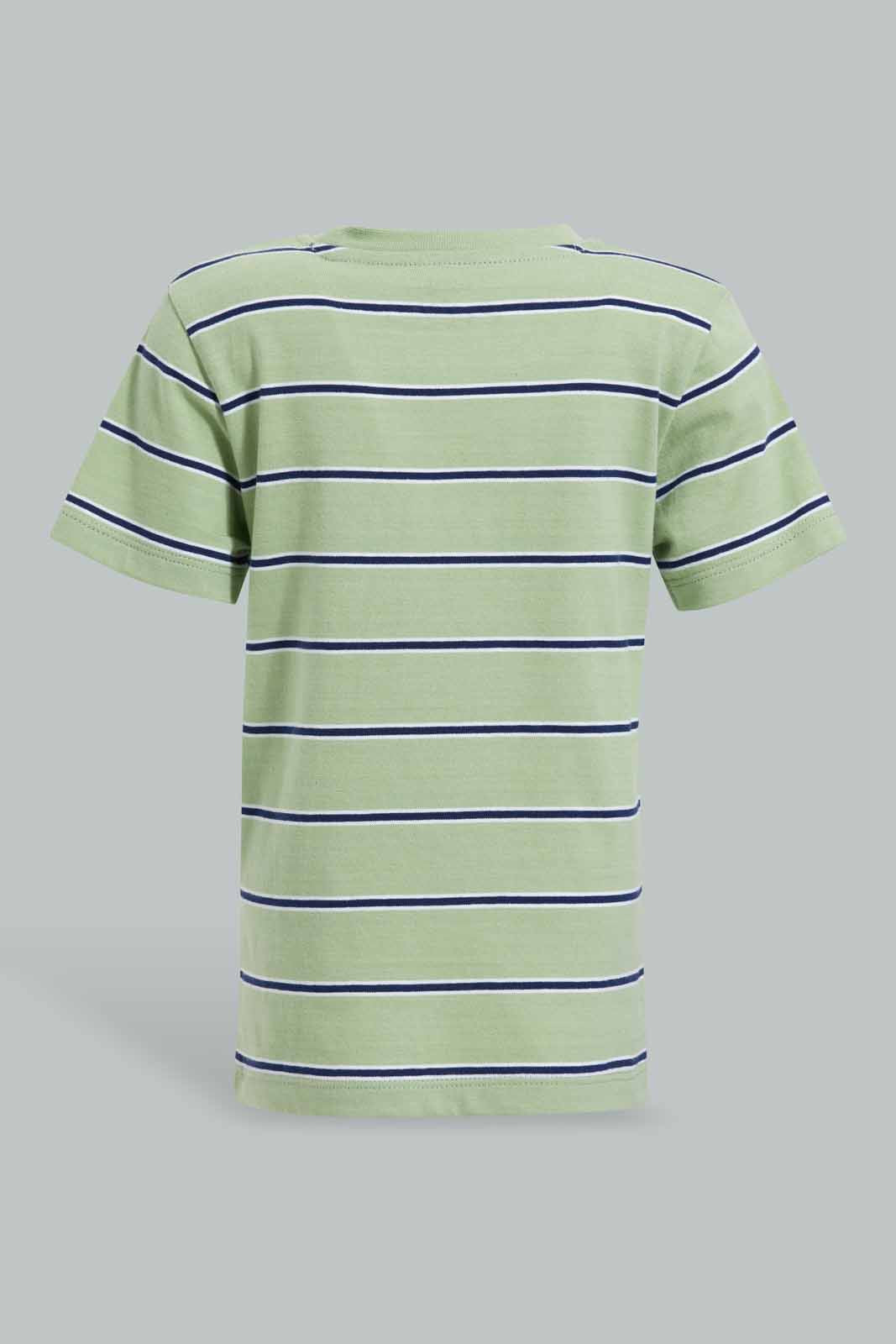 Redtag-Green-Yarn-Dye-T-Shirt-Category:T-Shirts,-Colour:Green,-Deals:New-In,-Filter:Infant-Boys-(3-to-24-Mths),-INB-T-Shirts,-New-In-INB-APL,-Non-Sale,-Section:Boys-(0-to-14Yrs),-W22O-Infant-Boys-3 to 24 Months