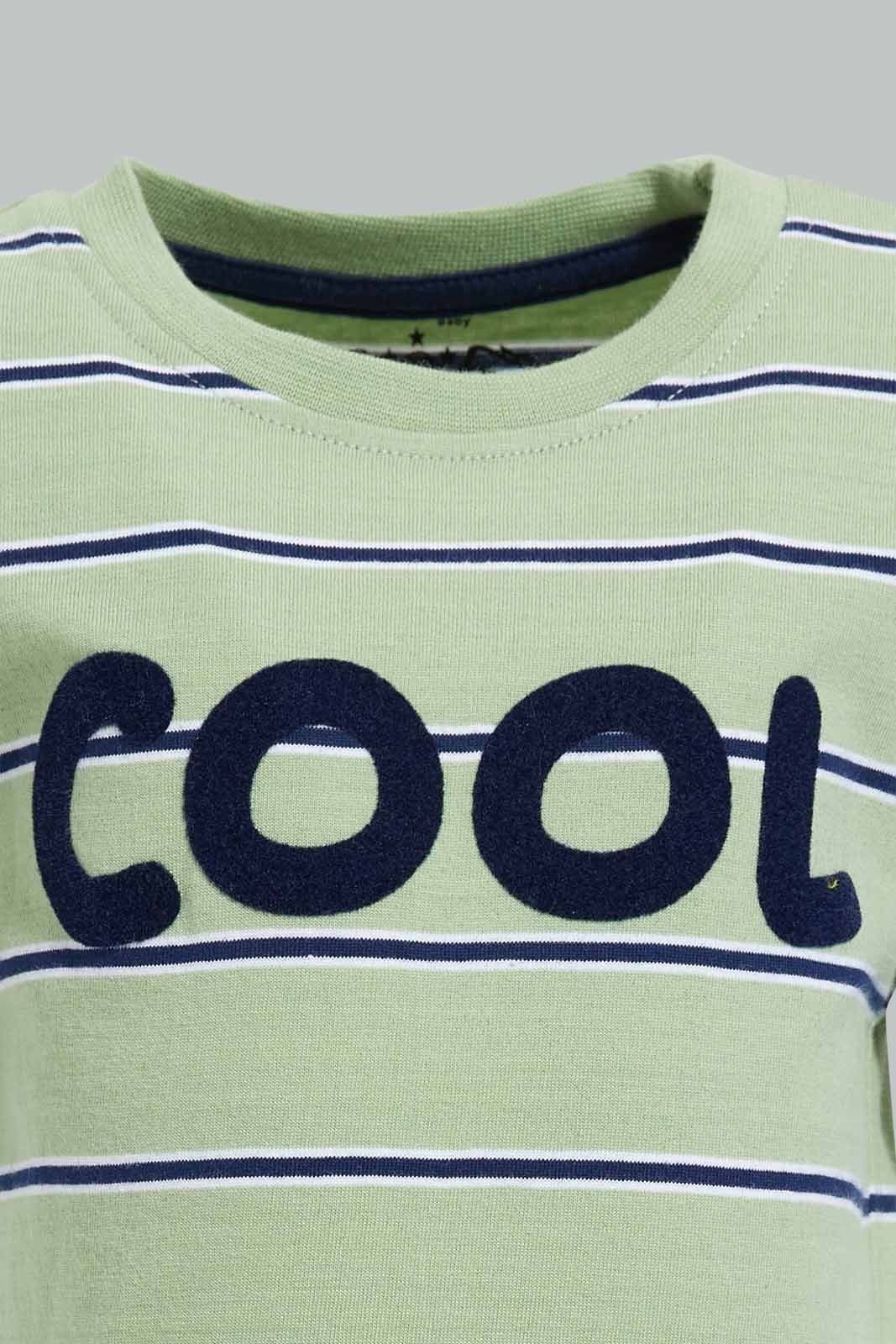 Redtag-Green-Yarn-Dye-T-Shirt-Category:T-Shirts,-Colour:Green,-Deals:New-In,-Filter:Infant-Boys-(3-to-24-Mths),-INB-T-Shirts,-New-In-INB-APL,-Non-Sale,-Section:Boys-(0-to-14Yrs),-W22O-Infant-Boys-3 to 24 Months