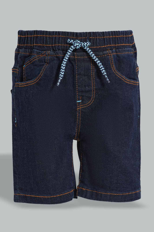 Redtag-Dark-Wash-Denim-Short-Category:Shorts,-Colour:Dark-Wash,-Deals:New-In,-Filter:Infant-Boys-(3-to-24-Mths),-INB-Shorts,-New-In-INB-APL,-Non-Sale,-Section:Boys-(0-to-14Yrs),-W22O-Infant-Boys-3 to 24 Months