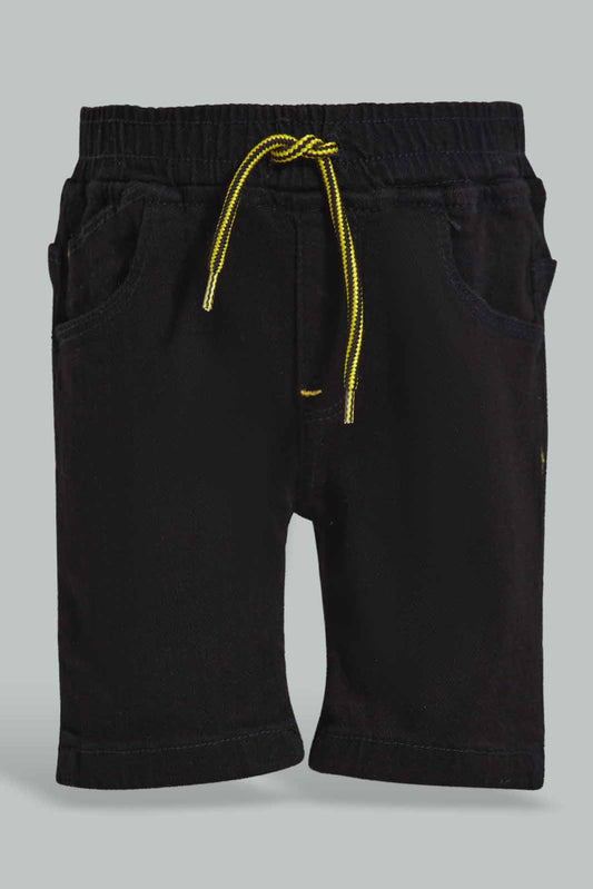 Redtag-Black-Wash-Denim-Short-Category:Shorts,-Colour:Black,-Deals:New-In,-Filter:Infant-Boys-(3-to-24-Mths),-INB-Shorts,-New-In-INB-APL,-Non-Sale,-Section:Boys-(0-to-14Yrs),-W22O-Infant-Boys-3 to 24 Months