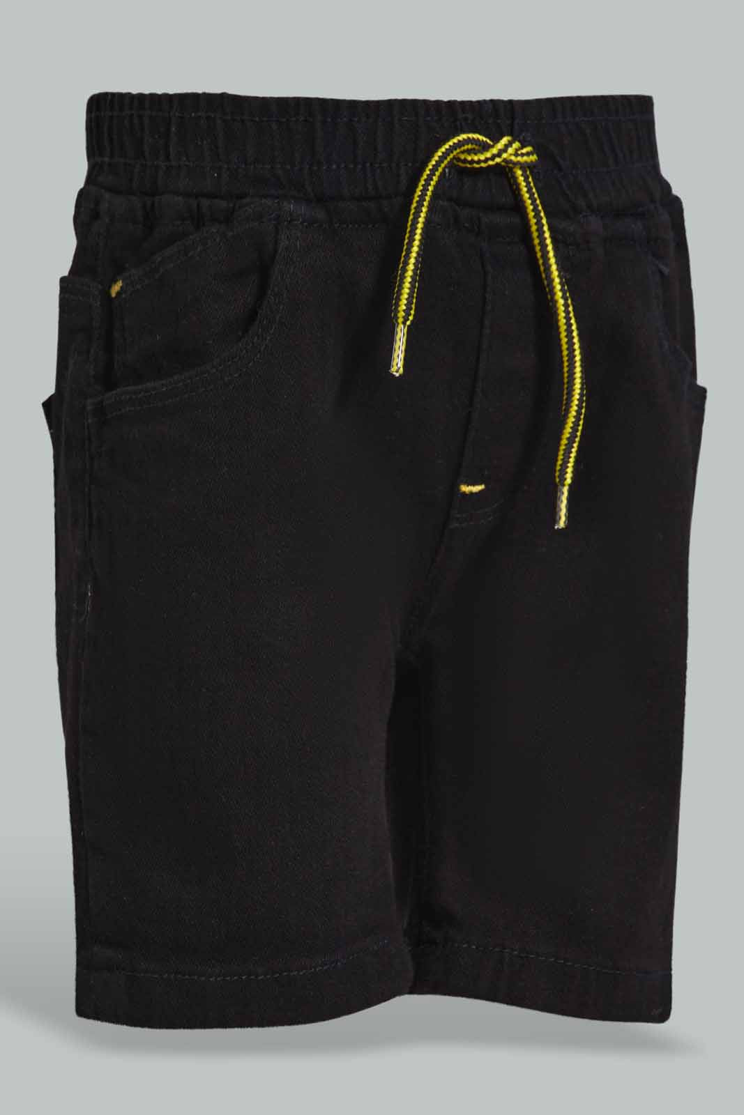 Redtag-Black-Wash-Denim-Short-Category:Shorts,-Colour:Black,-Deals:New-In,-Filter:Infant-Boys-(3-to-24-Mths),-INB-Shorts,-New-In-INB-APL,-Non-Sale,-Section:Boys-(0-to-14Yrs),-W22O-Infant-Boys-3 to 24 Months