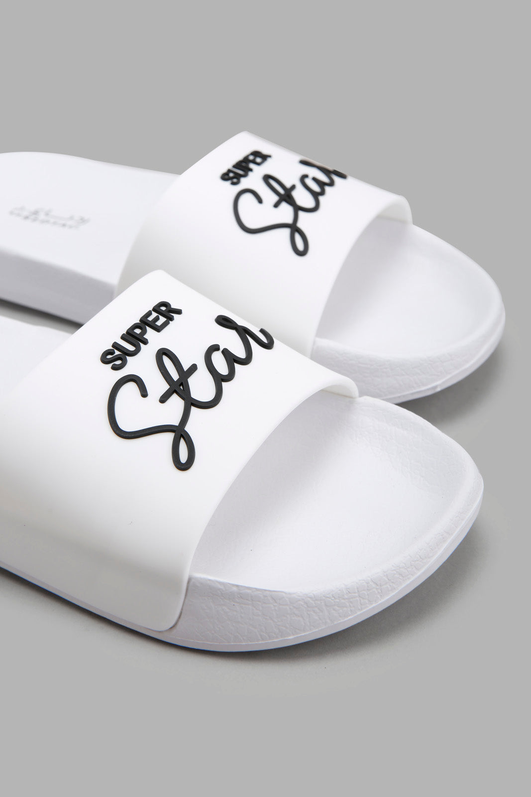 Redtag-White-Slogan-Slide-Category:Flip-Flops,-Colour:White,-Deals:New-In,-Filter:Women's-Footwear,-New-In-Women-FOO,-Non-Sale,-Section:Women,-W22A,-Women-Flip-Flops-Women's-