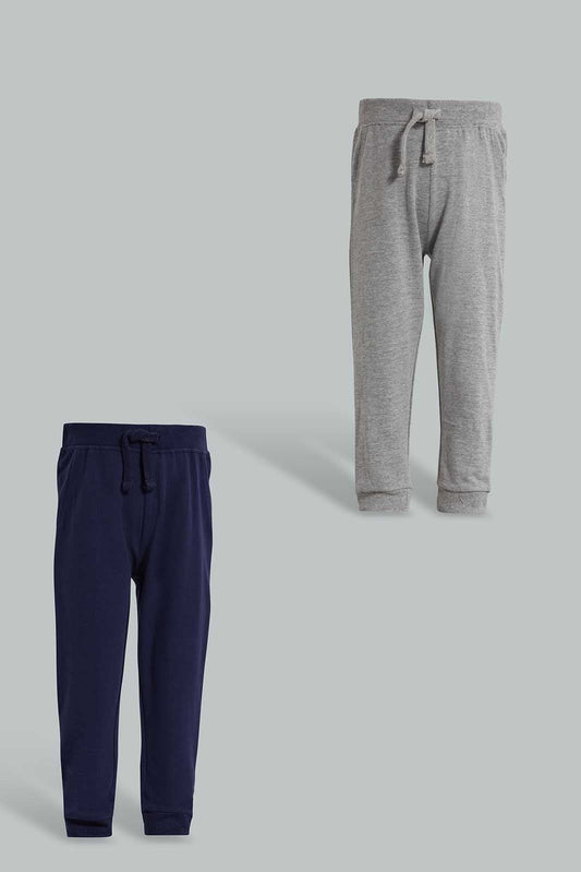 Redtag-Navy-And-Grey-Active-Pants-(2-Pack)-Category:Joggers,-Colour:Navy,-Deals:New-In,-Filter:Infant-Boys-(3-to-24-Mths),-INB-Joggers,-New-In-INB-APL,-Non-Sale,-Section:Boys-(0-to-14Yrs),-W22O-Infant-Boys-3 to 24 Months