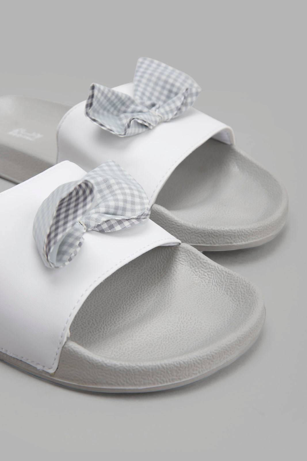 Redtag-Grey-Bow-Trim-Slide-Category:Flip-Flops,-Colour:Grey,-Deals:New-In,-Filter:Women's-Footwear,-New-In-Women-FOO,-Non-Sale,-Section:Women,-W22A,-Women-Flip-Flops-Women's-