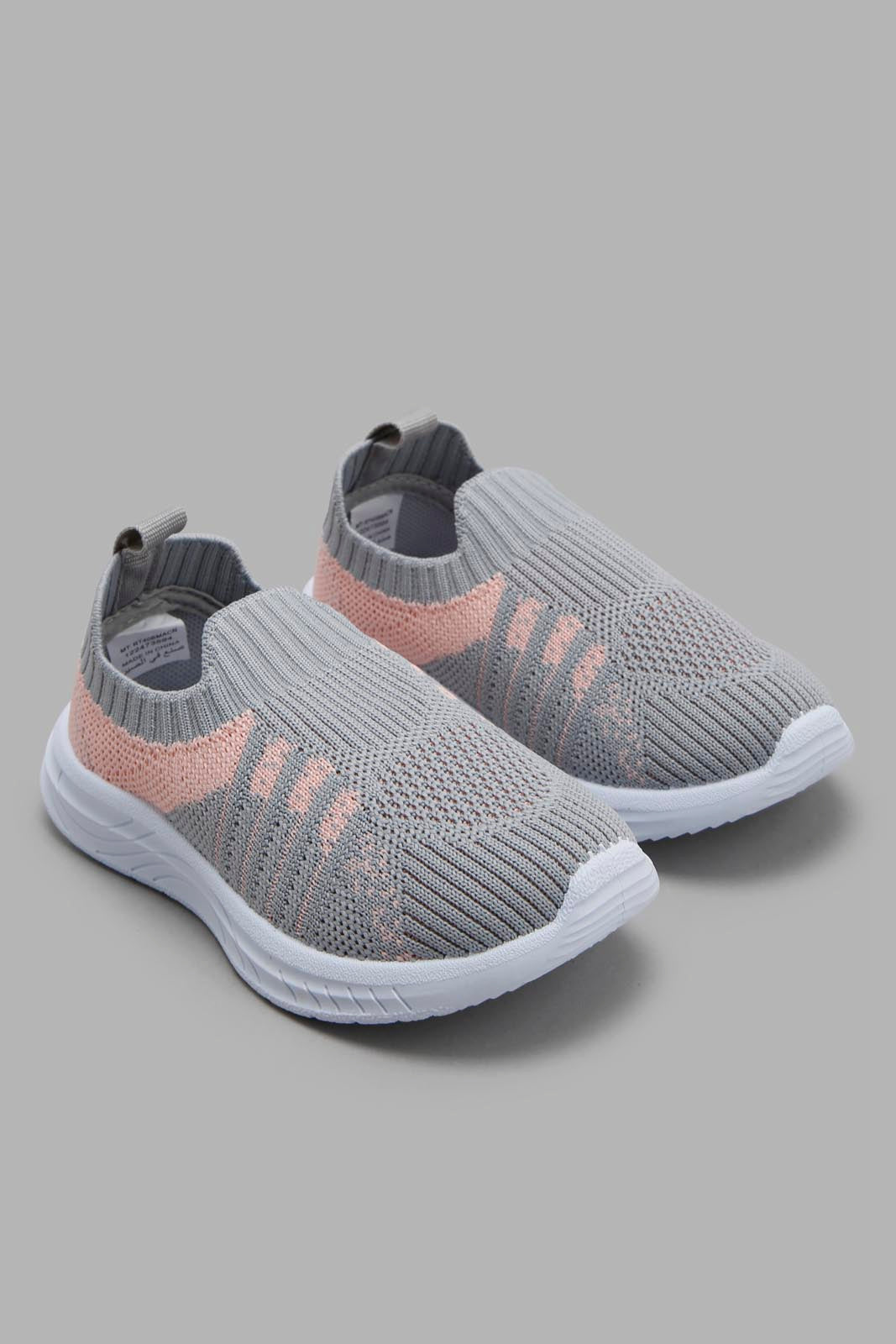 Redtag-Grey-Slip-On-Pump-Category:Trainers,-Colour:Grey,-Deals:New-In,-Filter:Girls-Footwear-(1-to-3-Yrs),-ING-Trainers,-New-In-ING-FOO,-Non-Sale,-Section:Girls-(0-to-14Yrs),-W22A-Infant-Girls-1 to 3 Years
