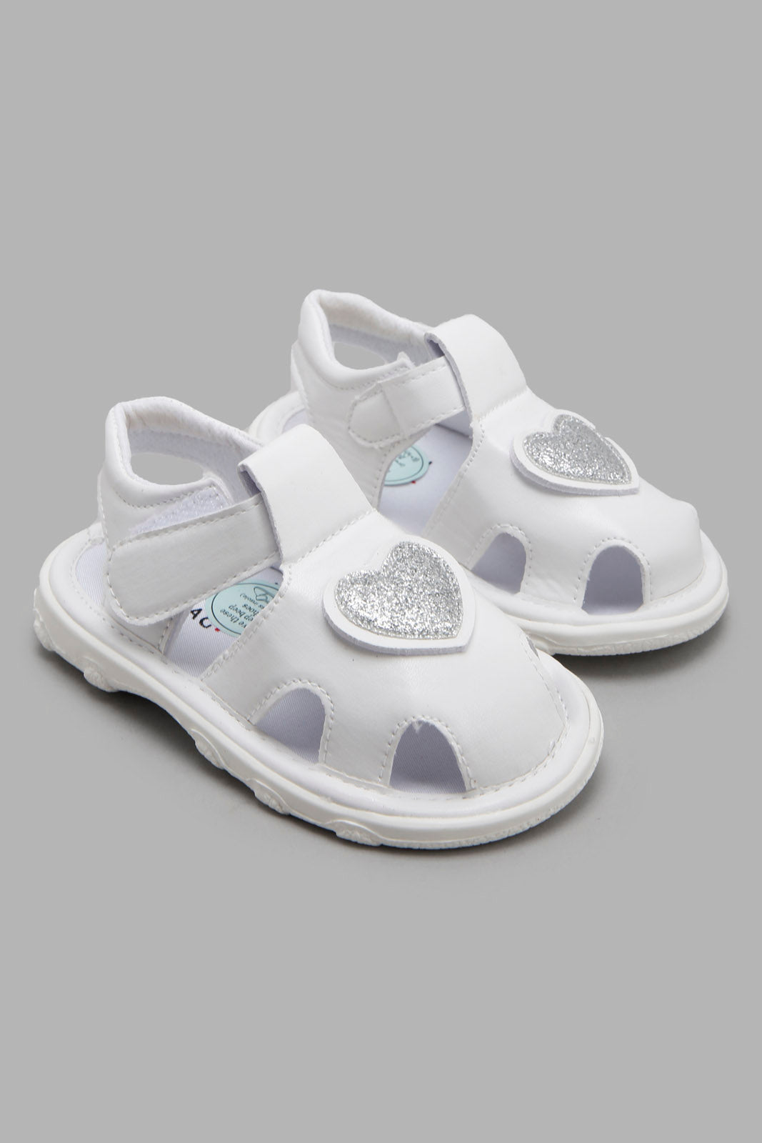 Redtag-White-Heart-Trim-Pump-Category:Trainers,-Colour:White,-Deals:New-In,-Filter:Girls-Footwear-(1-to-3-Yrs),-ING-Trainers,-New-In-ING-FOO,-Non-Sale,-Section:Girls-(0-to-14Yrs),-W22A-Infant-Girls-1 to 3 Years