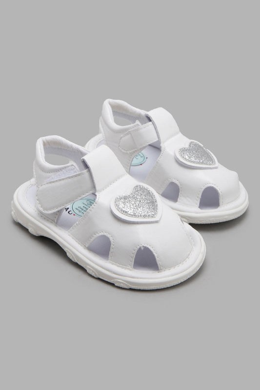 Redtag-White-Heart-Trim-Pump-Category:Trainers,-Colour:White,-Deals:New-In,-Filter:Girls-Footwear-(1-to-3-Yrs),-ING-Trainers,-New-In-ING-FOO,-Non-Sale,-Section:Girls-(0-to-14Yrs),-W22A-Infant-Girls-1 to 3 Years