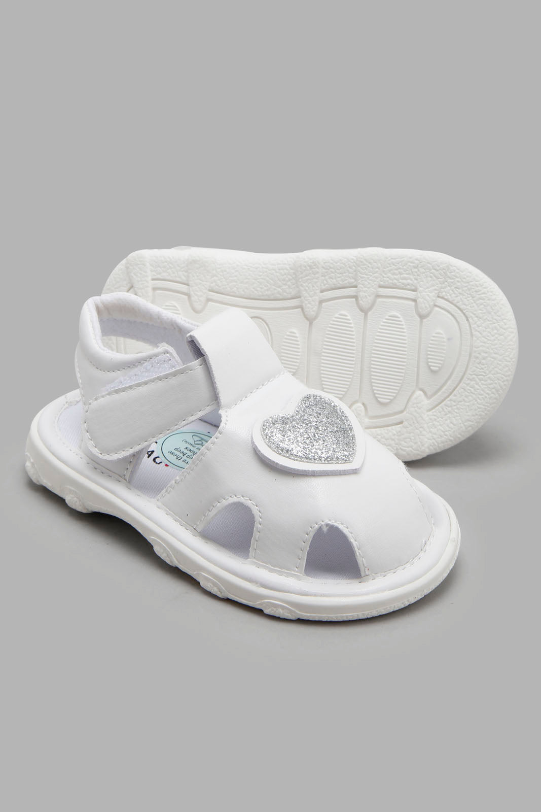 Redtag-White-Heart-Trim-Pump-Category:Trainers,-Colour:White,-Deals:New-In,-Filter:Girls-Footwear-(1-to-3-Yrs),-ING-Trainers,-New-In-ING-FOO,-Non-Sale,-Section:Girls-(0-to-14Yrs),-W22A-Infant-Girls-1 to 3 Years