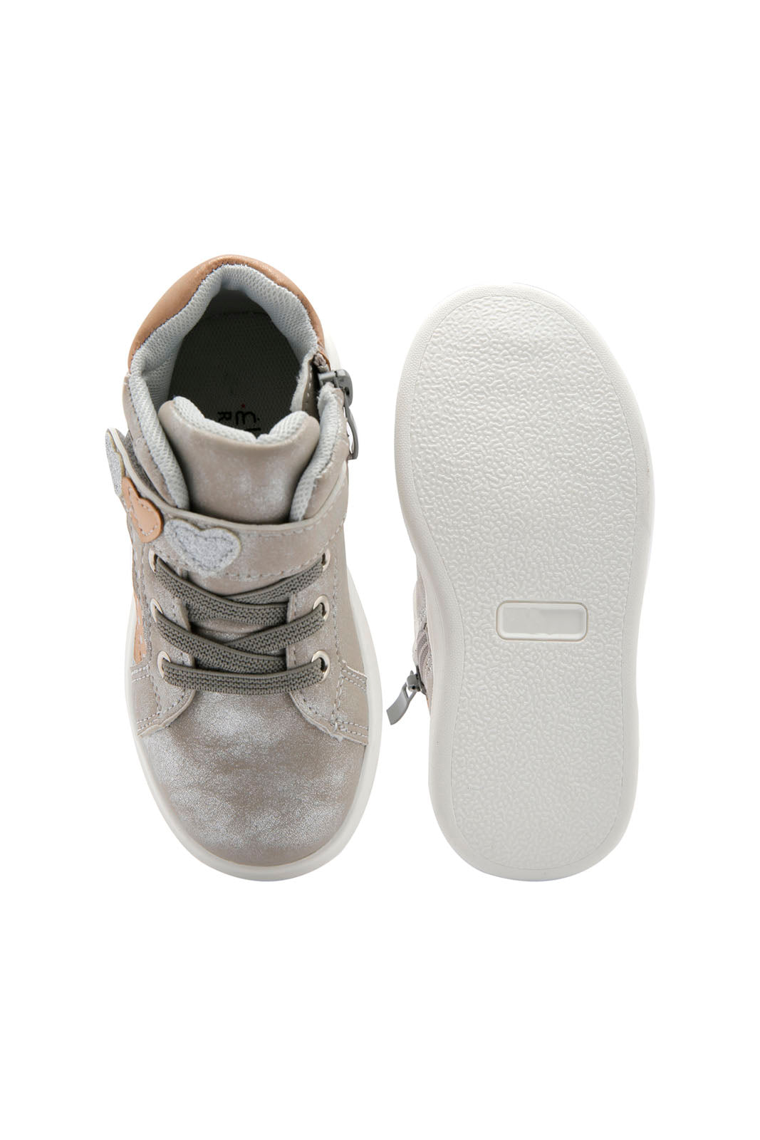 Redtag-Ivory-Velcro-Heart-Trim-High-Top-Sneaker-Category:Trainers,-Colour:Ivory,-Deals:New-In,-Dept:Girls,-Filter:Girls-Footwear-(3-to-5-Yrs),-GIR-Trainers,-New-In-GIR-FOO,-Non-Sale,-Section:Girls-(0-to-14Yrs),-W22B-Girls-3 to 5 Years