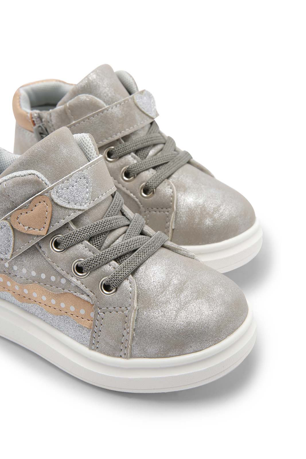 Redtag-Ivory-Velcro-Heart-Trim-High-Top-Sneaker-Category:Trainers,-Colour:Ivory,-Deals:New-In,-Dept:Girls,-Filter:Girls-Footwear-(3-to-5-Yrs),-GIR-Trainers,-New-In-GIR-FOO,-Non-Sale,-Section:Girls-(0-to-14Yrs),-W22B-Girls-3 to 5 Years
