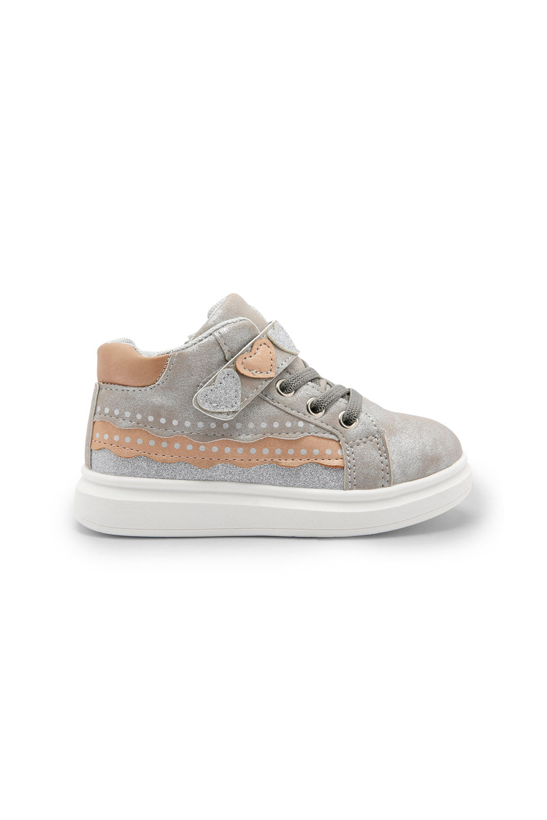 Redtag-Ivory-Velcro-Heart-Trim-High-Top-Sneaker-Category:Trainers,-Colour:Ivory,-Deals:New-In,-Dept:Girls,-Filter:Girls-Footwear-(3-to-5-Yrs),-GIR-Trainers,-New-In-GIR-FOO,-Non-Sale,-Section:Girls-(0-to-14Yrs),-W22B-Girls-3 to 5 Years