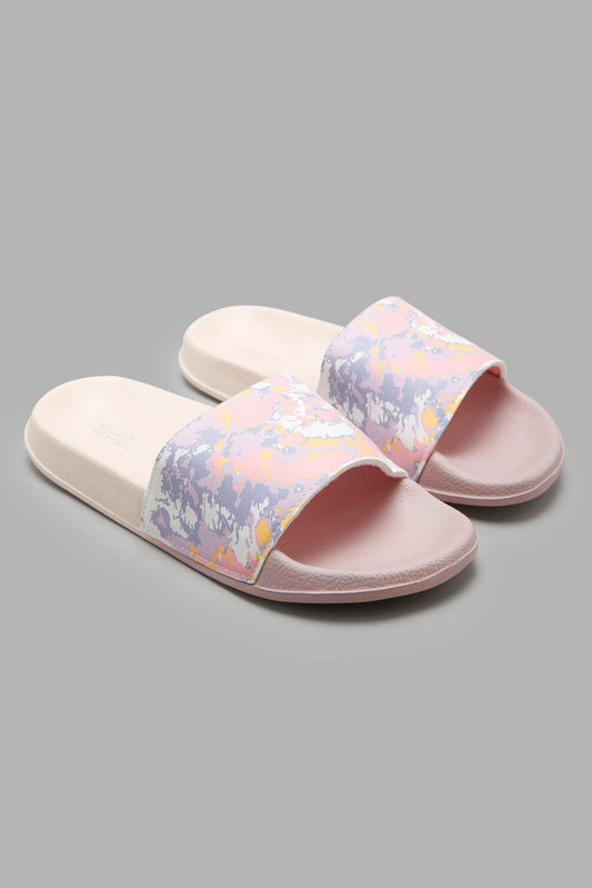 Redtag-Pink-Print-Upper-Slide-With-Ombre-Socks-Category:Flip-Flops,-Colour:Pink,-Deals:New-In,-Filter:Women's-Footwear,-New-In-Women-FOO,-Non-Sale,-Section:Women,-W22A,-Women-Flip-Flops-Women's-