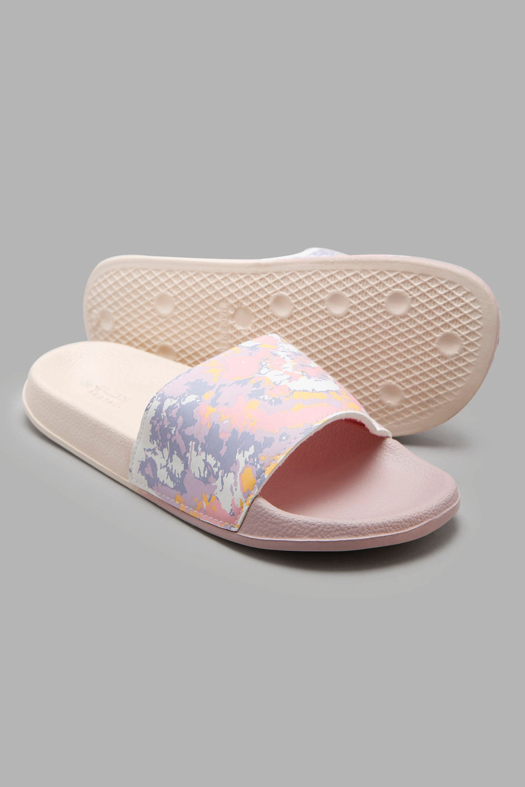 Redtag-Pink-Print-Upper-Slide-With-Ombre-Socks-Category:Flip-Flops,-Colour:Pink,-Deals:New-In,-Filter:Women's-Footwear,-New-In-Women-FOO,-Non-Sale,-Section:Women,-W22A,-Women-Flip-Flops-Women's-