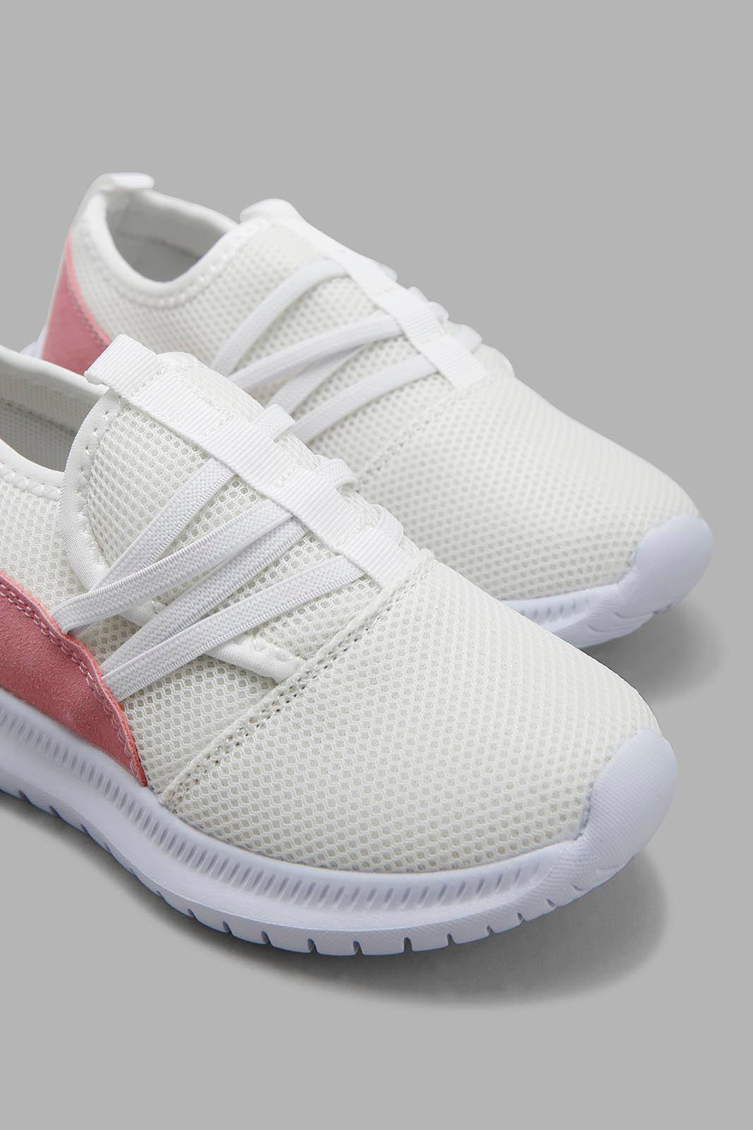 Redtag-White-Knit-Slip-On-Sneaker-Category:Trainers,-Colour:White,-Deals:New-In,-Filter:Girls-Footwear-(3-to-5-Yrs),-GIR-Trainers,-New-In-GIR-FOO,-Non-Sale,-Section:Girls-(0-to-14Yrs),-W22B-Girls-3 to 5 Years