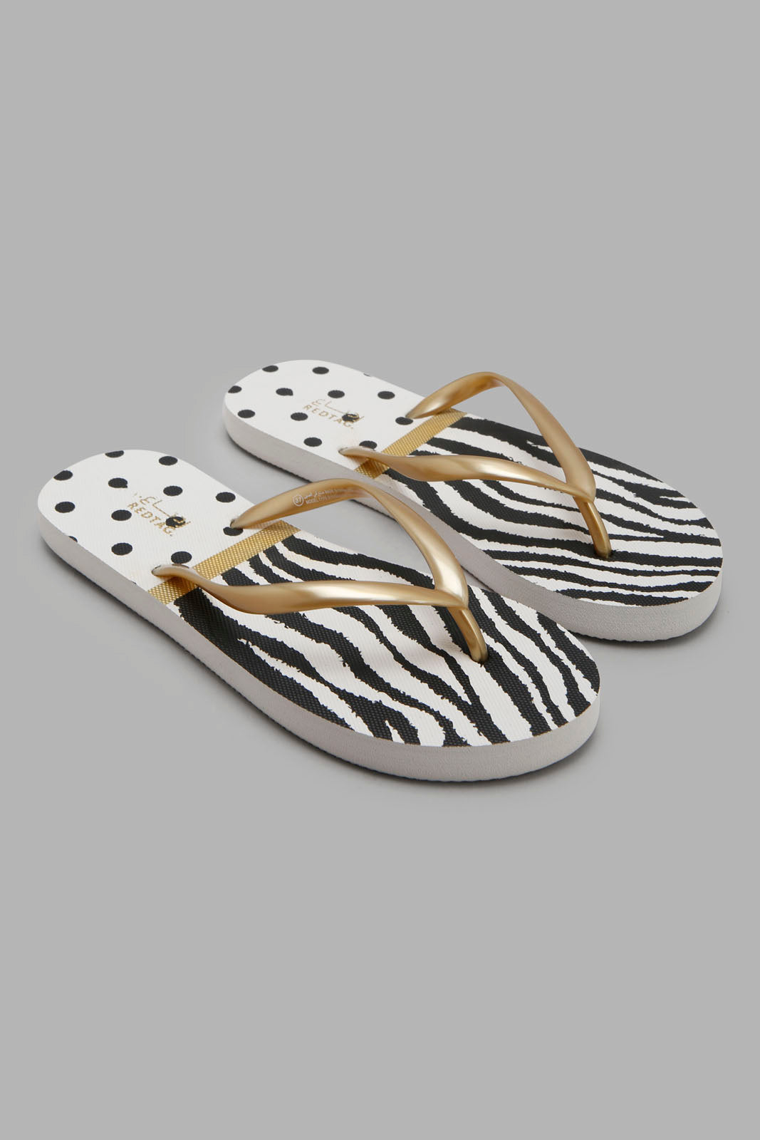 Redtag-Gold-Flip-Flop-With-Monochrome-Sock-Category:Flip-Flops,-Colour:Gold,-Deals:New-In,-Filter:Women's-Footwear,-New-In-Women-FOO,-Non-Sale,-Section:Women,-W22A,-Women-Flip-Flops-Women's-