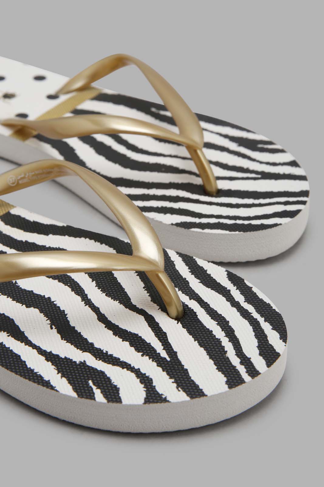 Redtag-Gold-Flip-Flop-With-Monochrome-Sock-Category:Flip-Flops,-Colour:Gold,-Deals:New-In,-Filter:Women's-Footwear,-New-In-Women-FOO,-Non-Sale,-Section:Women,-W22A,-Women-Flip-Flops-Women's-
