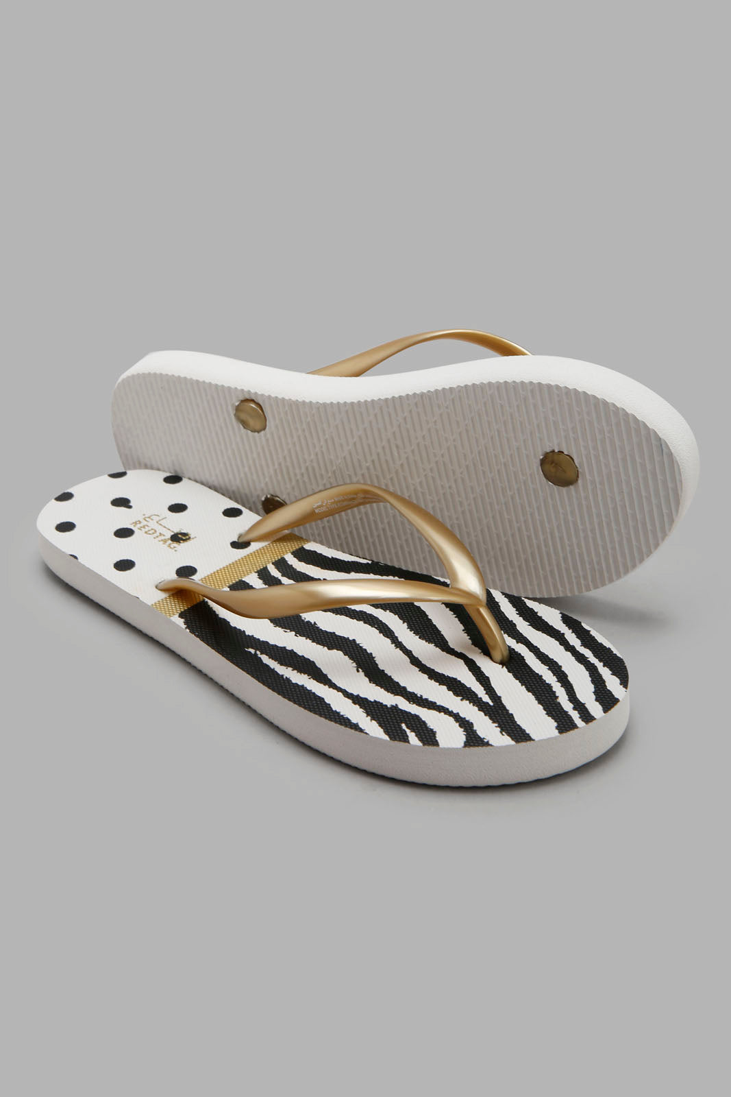 Redtag-Gold-Flip-Flop-With-Monochrome-Sock-Category:Flip-Flops,-Colour:Gold,-Deals:New-In,-Filter:Women's-Footwear,-New-In-Women-FOO,-Non-Sale,-Section:Women,-W22A,-Women-Flip-Flops-Women's-