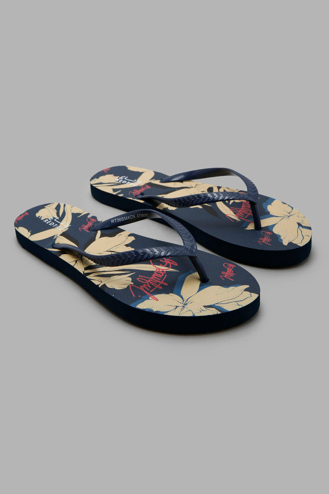 Redtag-Navy-Floral-Print-Flip-Flop-Category:Flip-Flops,-Colour:Navy,-Deals:New-In,-Filter:Women's-Footwear,-New-In-Women-FOO,-Non-Sale,-Section:Women,-W22A,-Women-Flip-Flops-Women's-