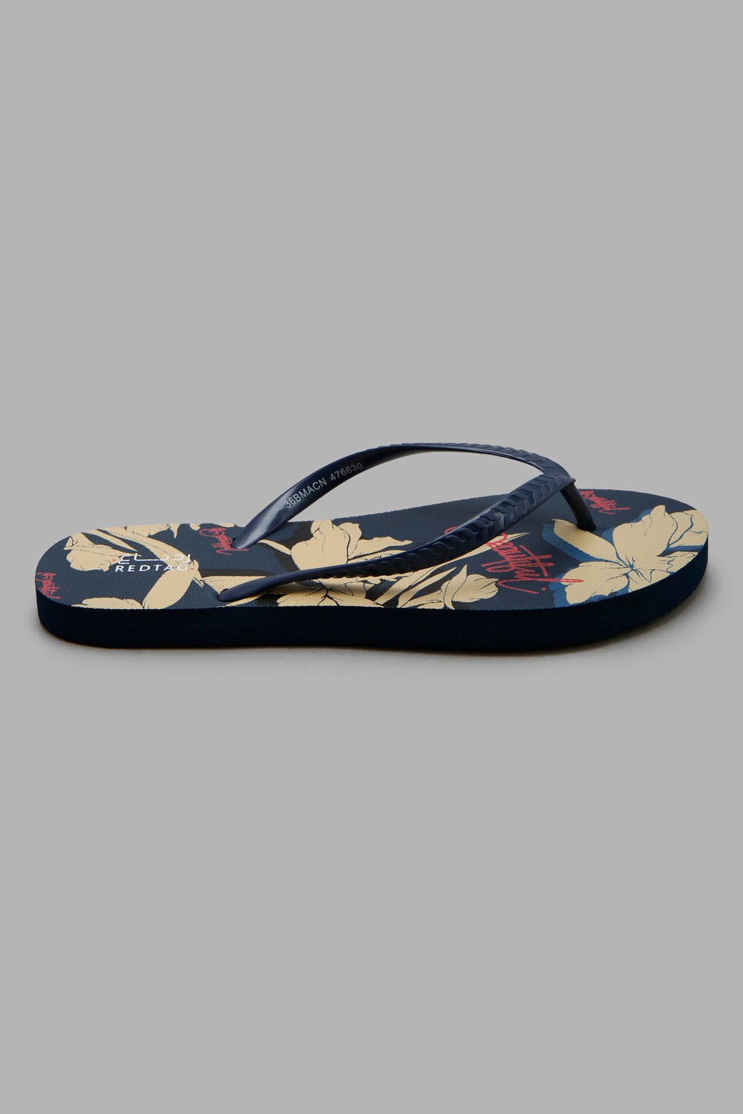 Redtag-Navy-Floral-Print-Flip-Flop-Category:Flip-Flops,-Colour:Navy,-Deals:New-In,-Filter:Women's-Footwear,-New-In-Women-FOO,-Non-Sale,-Section:Women,-W22A,-Women-Flip-Flops-Women's-