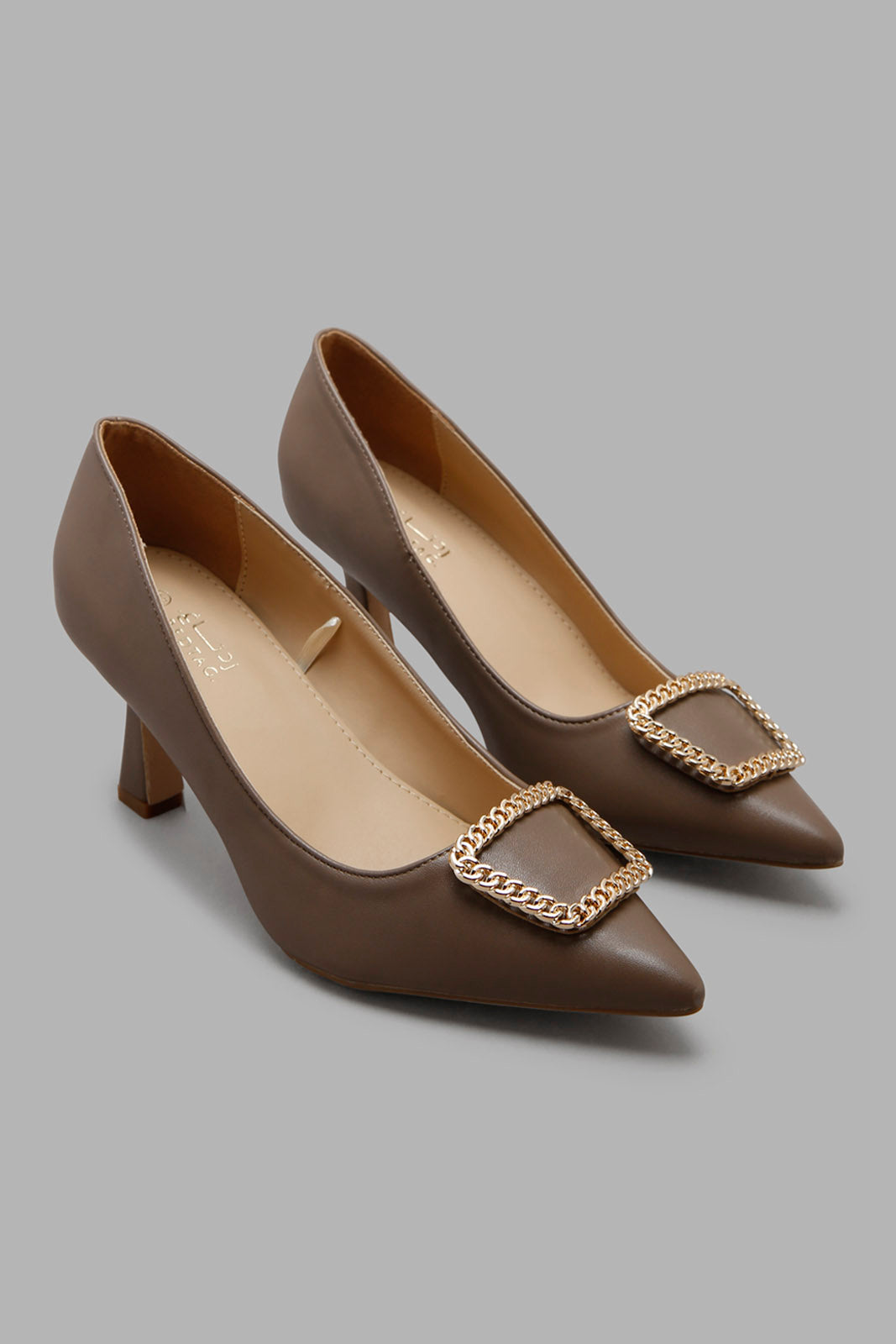 Redtag-Taupe-Court-Shoe-With-Chain-Trim-Category:Formal-Shoes,-Colour:Taupe,-Deals:New-In,-Filter:Women's-Footwear,-New-In-Women-FOO,-Non-Sale,-Section:Women,-W22A,-Women-Formal-Shoes-Women's-