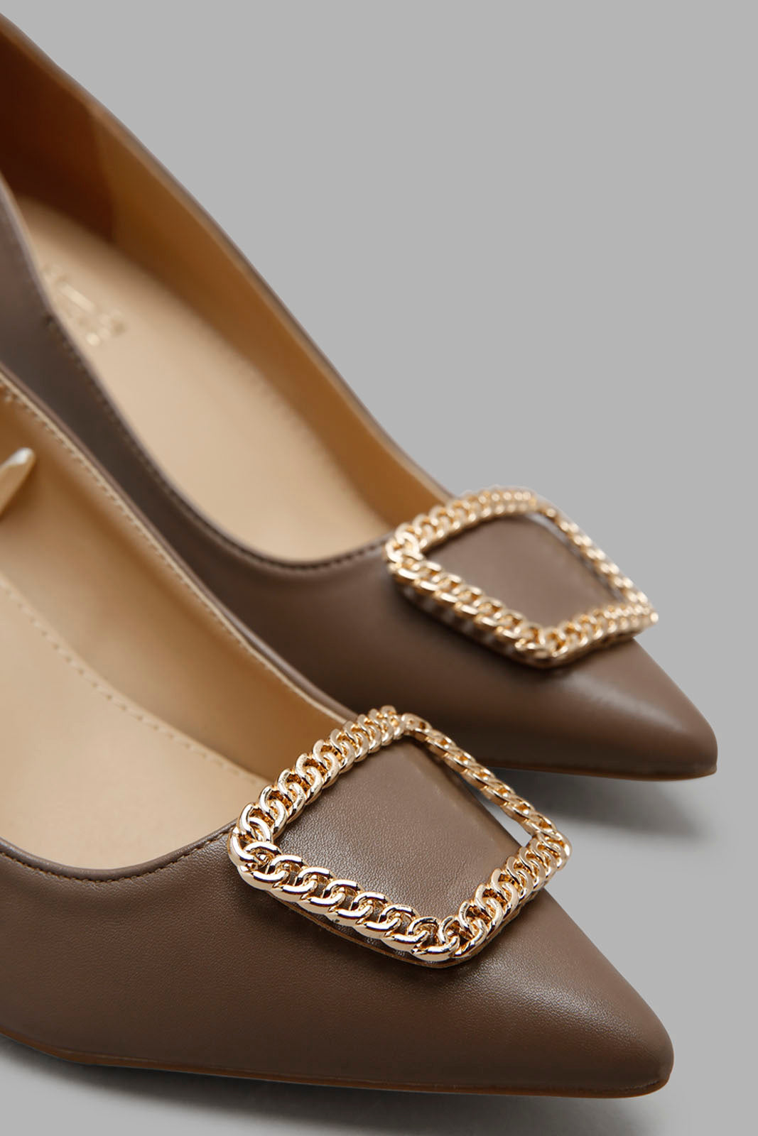 Redtag-Taupe-Court-Shoe-With-Chain-Trim-Category:Formal-Shoes,-Colour:Taupe,-Deals:New-In,-Filter:Women's-Footwear,-New-In-Women-FOO,-Non-Sale,-Section:Women,-W22A,-Women-Formal-Shoes-Women's-