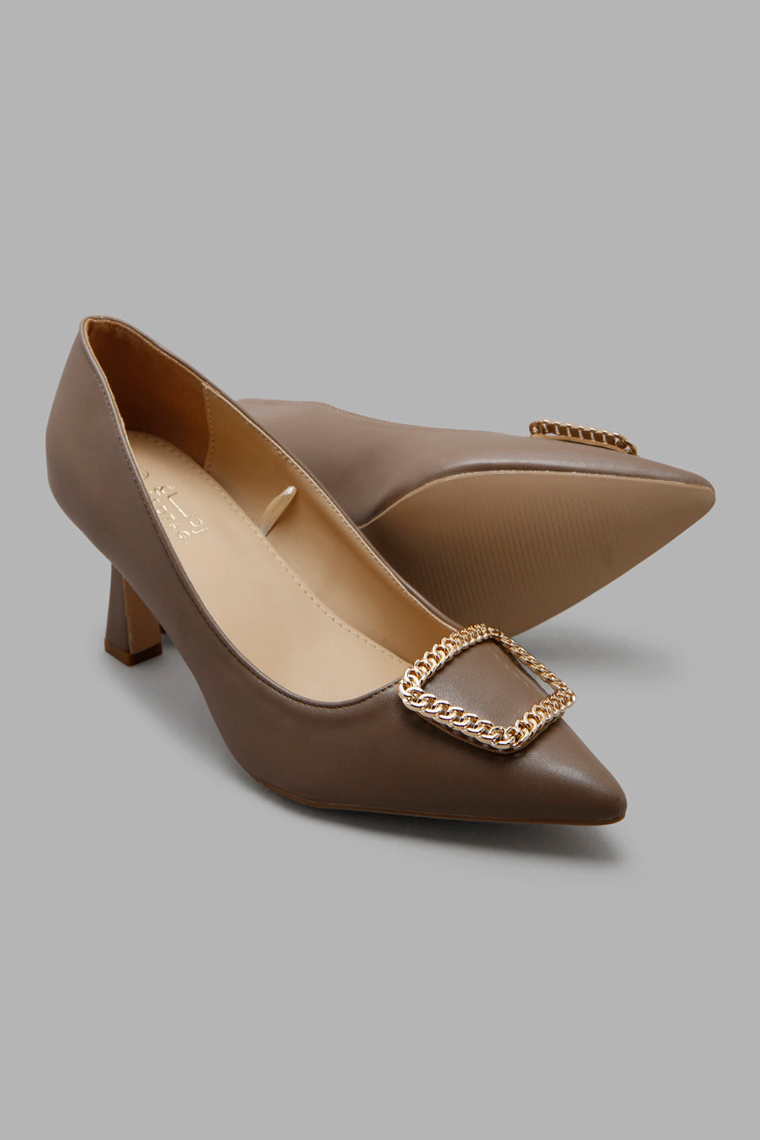 Redtag-Taupe-Court-Shoe-With-Chain-Trim-Category:Formal-Shoes,-Colour:Taupe,-Deals:New-In,-Filter:Women's-Footwear,-New-In-Women-FOO,-Non-Sale,-Section:Women,-W22A,-Women-Formal-Shoes-Women's-
