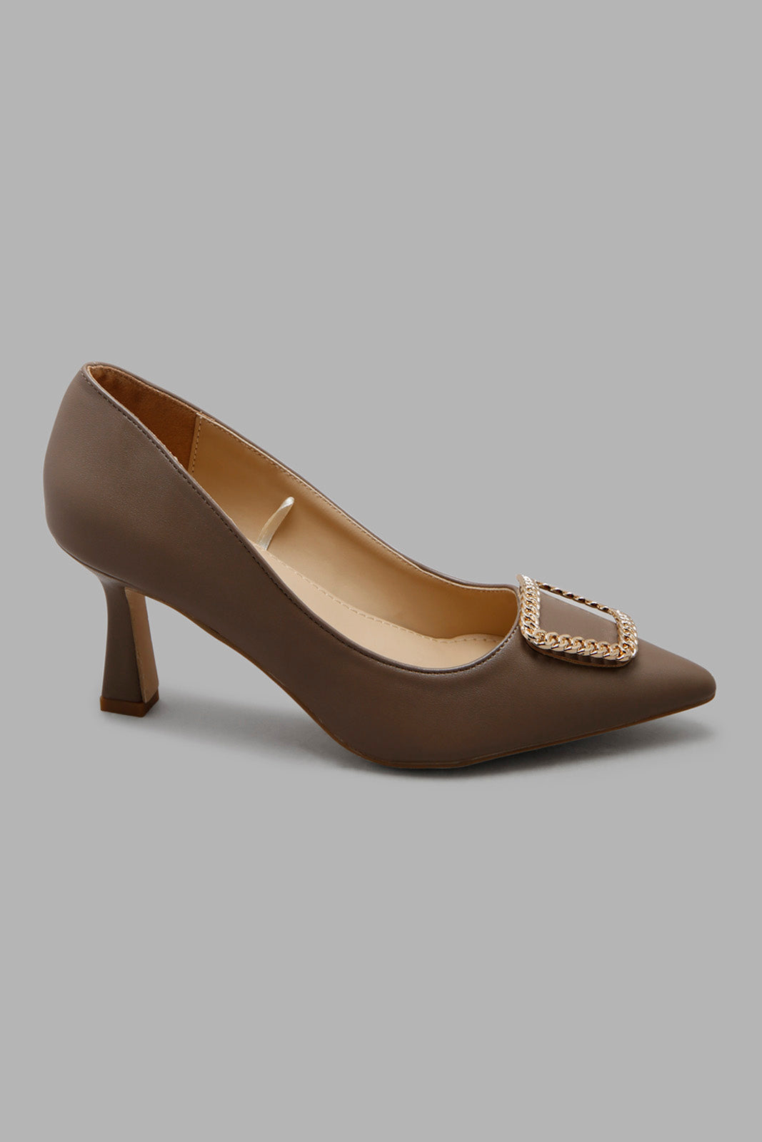 Redtag-Taupe-Court-Shoe-With-Chain-Trim-Category:Formal-Shoes,-Colour:Taupe,-Deals:New-In,-Filter:Women's-Footwear,-New-In-Women-FOO,-Non-Sale,-Section:Women,-W22A,-Women-Formal-Shoes-Women's-