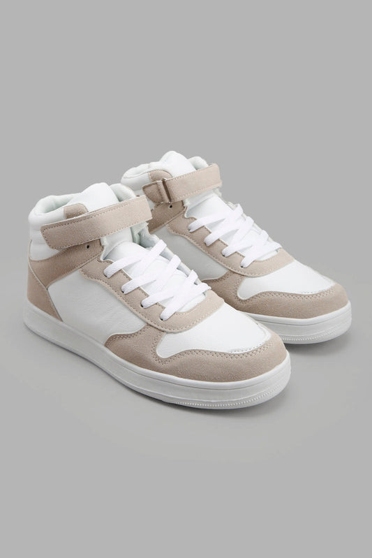 Redtag-White-And-Taupe-High-Top-Category:Trainers,-Colour:White,-Deals:New-In,-Filter:Women's-Footwear,-New-In-Women-FOO,-Non-Sale,-Section:Women,-W22A,-Women-Trainers-Women's-