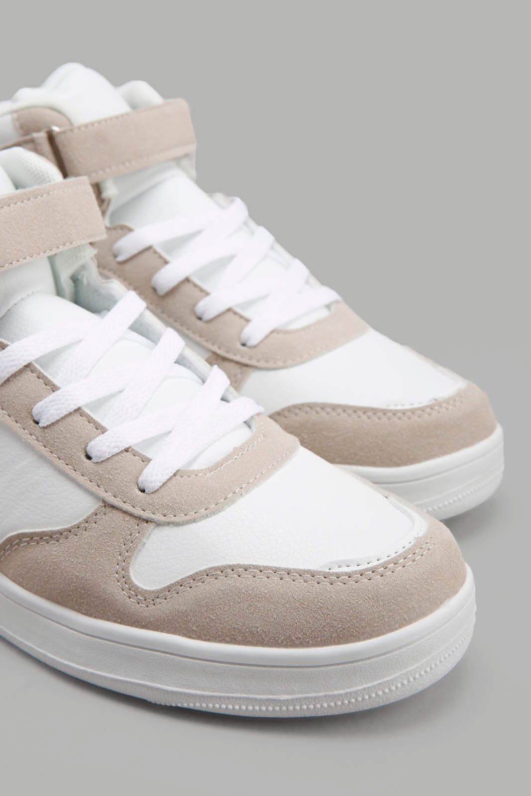 Redtag-White-And-Taupe-High-Top-Category:Trainers,-Colour:White,-Deals:New-In,-Filter:Women's-Footwear,-New-In-Women-FOO,-Non-Sale,-Section:Women,-W22A,-Women-Trainers-Women's-