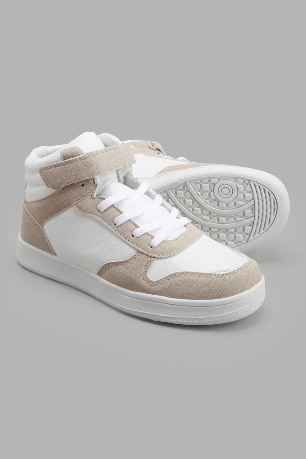 Redtag-White-And-Taupe-High-Top-Category:Trainers,-Colour:White,-Deals:New-In,-Filter:Women's-Footwear,-New-In-Women-FOO,-Non-Sale,-Section:Women,-W22A,-Women-Trainers-Women's-