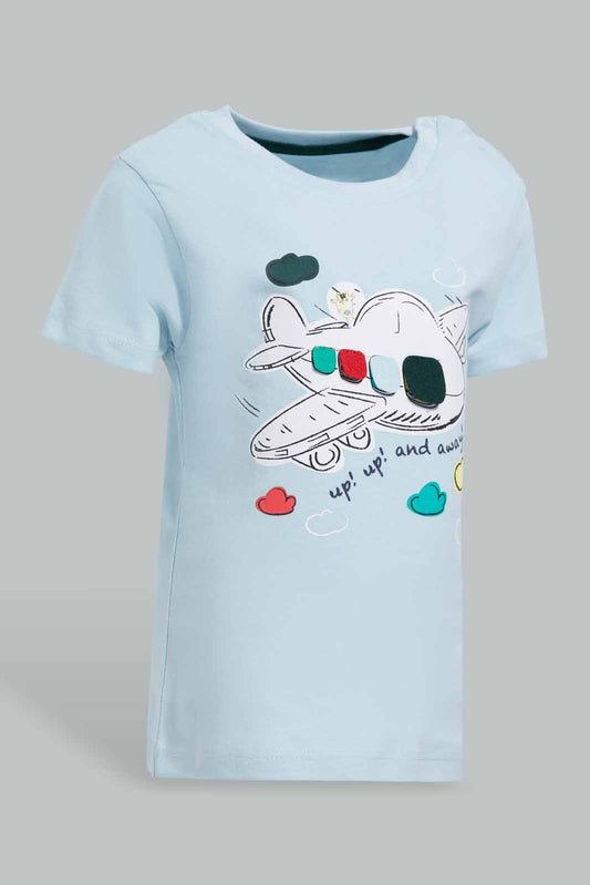 Redtag-Blue-Plane-Short-Slv-Tshirt-Category:T-Shirts,-Colour:Blue,-Deals:New-In,-Filter:Infant-Boys-(3-to-24-Mths),-INB-T-Shirts,-New-In-INB-APL,-Non-Sale,-Section:Boys-(0-to-14Yrs),-W22O-Infant-Boys-3 to 24 Months