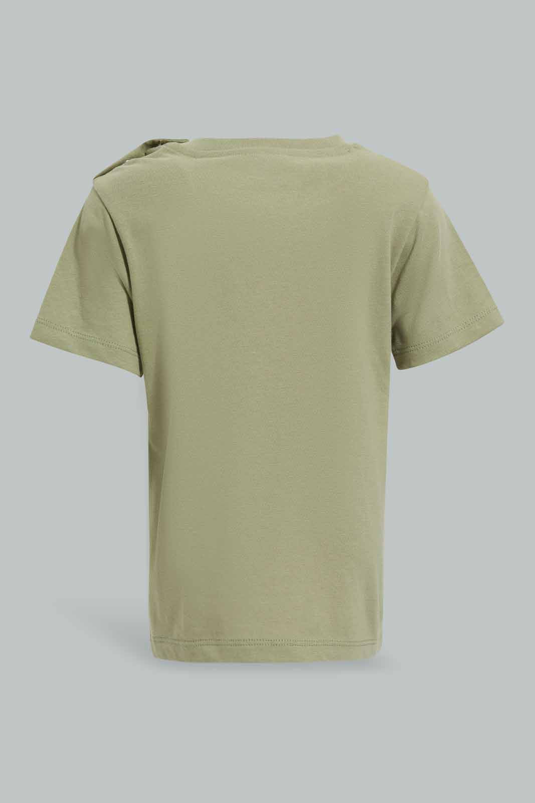 Redtag-Green-Lion-Patch-Short-Slv-Tshirt-Category:T-Shirts,-Colour:Green,-Deals:New-In,-Filter:Infant-Boys-(3-to-24-Mths),-INB-T-Shirts,-New-In-INB-APL,-Non-Sale,-Section:Boys-(0-to-14Yrs),-W22O-Infant-Boys-3 to 24 Months