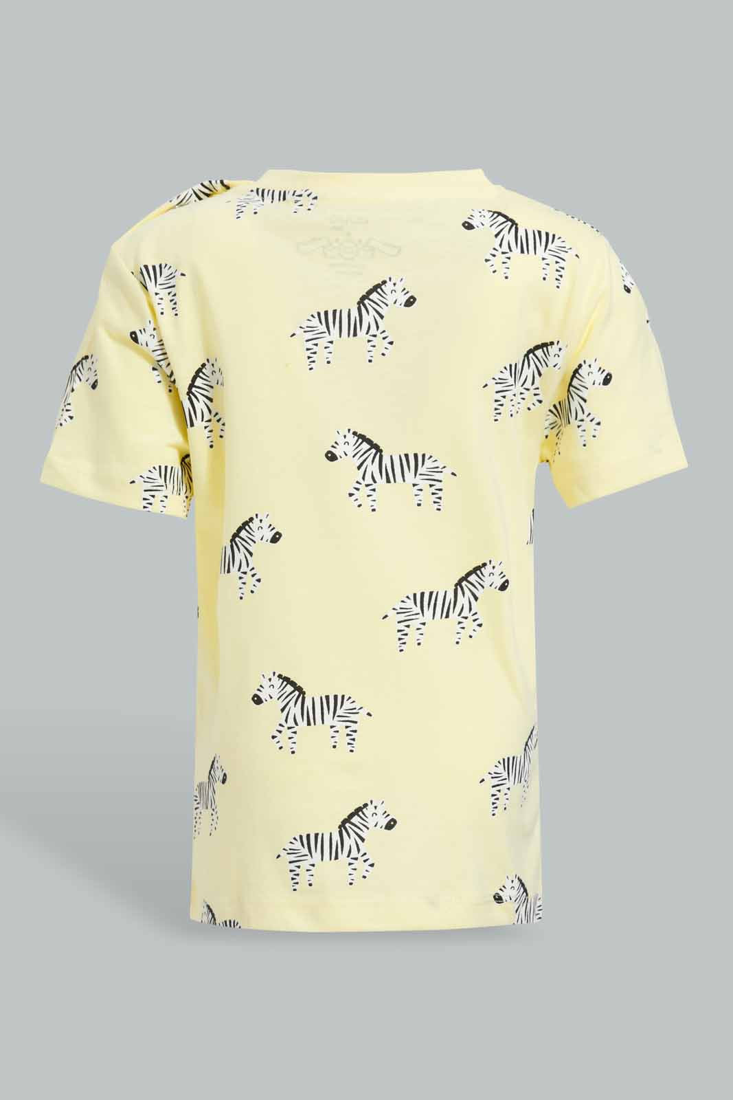 Redtag-Lemonade-Base-Zebra-Short-Slv-Tshirt-Category:T-Shirts,-Colour:Lemon,-Deals:New-In,-Filter:Infant-Boys-(3-to-24-Mths),-INB-T-Shirts,-New-In-INB-APL,-Non-Sale,-Section:Boys-(0-to-14Yrs),-W22O-Infant-Boys-3 to 24 Months