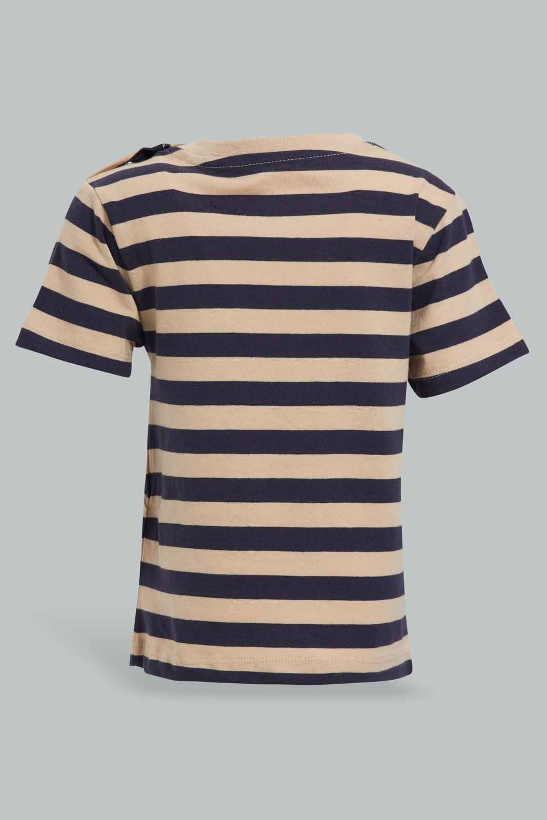 Redtag-Beige-Yarndyed-Striped-Tiger-Tshirt-Category:T-Shirts,-Colour:Beige,-Deals:New-In,-Filter:Infant-Boys-(3-to-24-Mths),-INB-T-Shirts,-New-In-INB-APL,-Non-Sale,-Section:Boys-(0-to-14Yrs),-W22O-Infant-Boys-3 to 24 Months